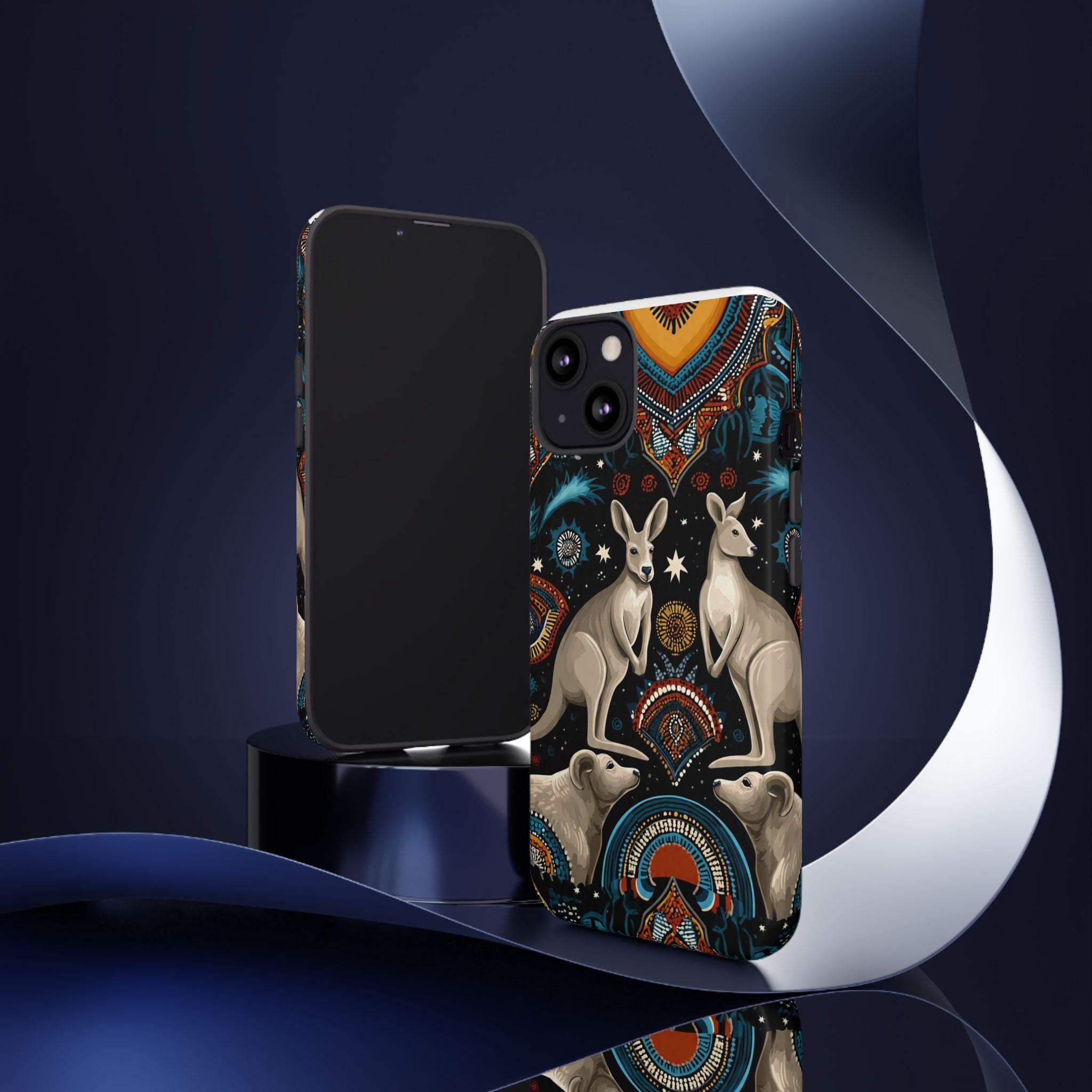 Kangaroo & Boomerang Tough Phone Case — Australian Wildlife Pattern