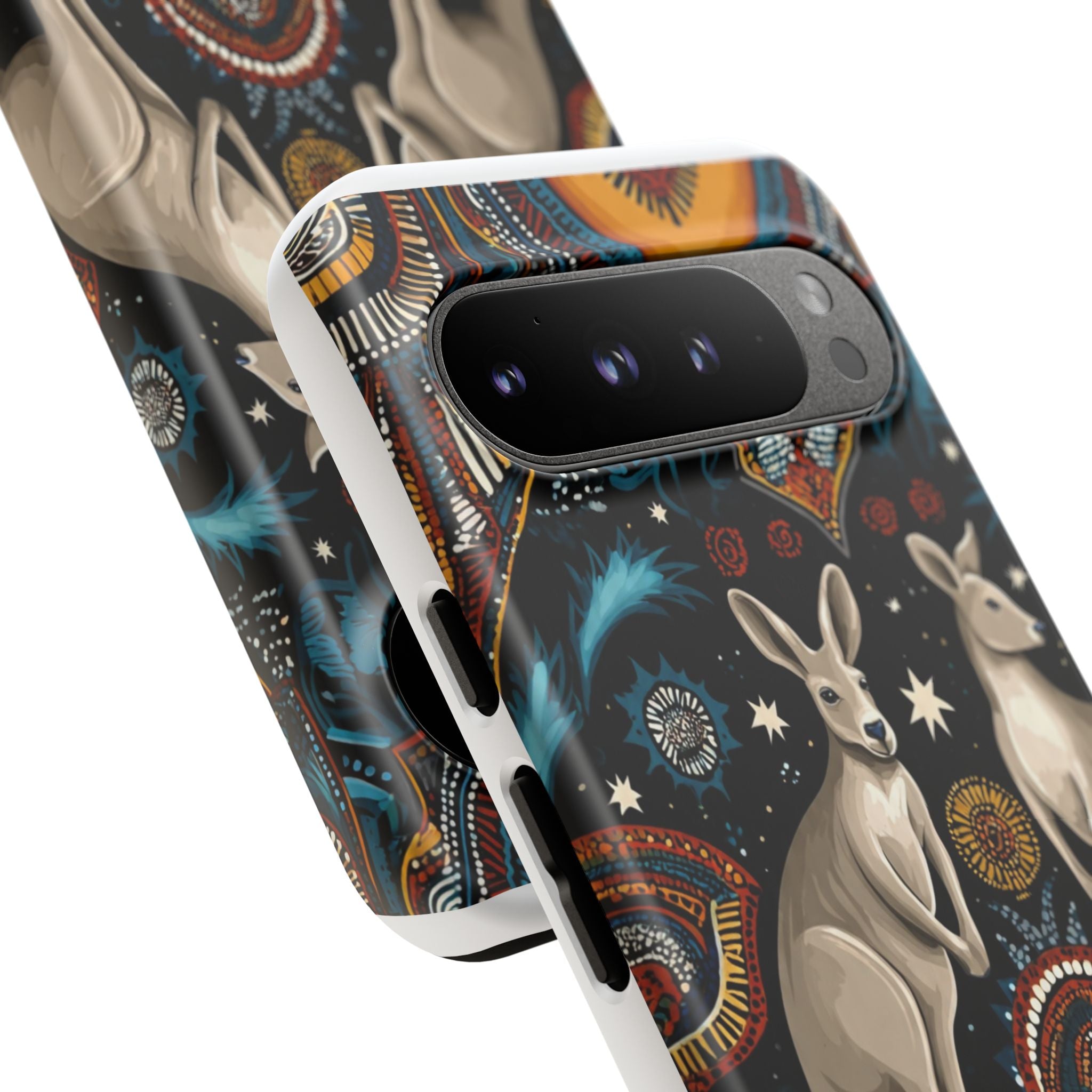 Kangaroo & Boomerang Tough Phone Case — Australian Wildlife Pattern