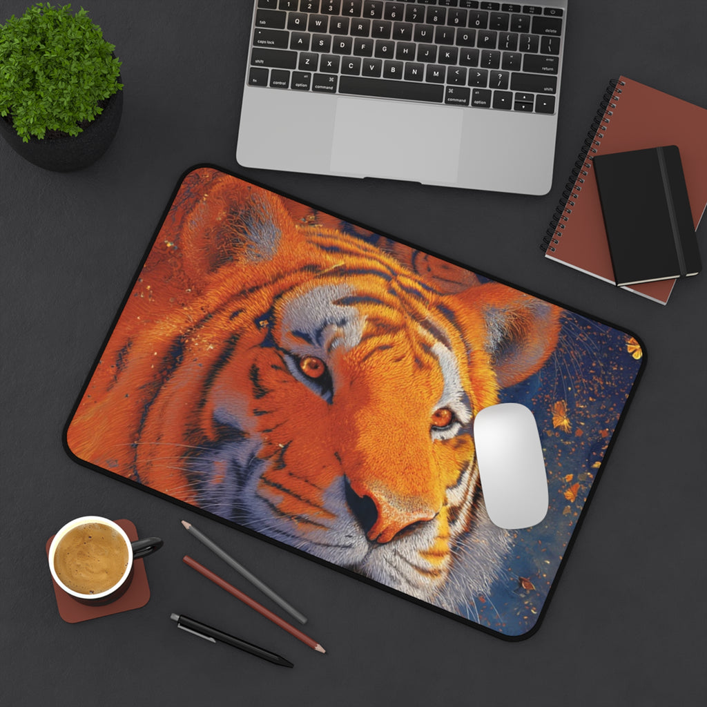 Tiger Portrait Desk Mat — Vibrant Wildlife Mouse Pad for Office & Gaming