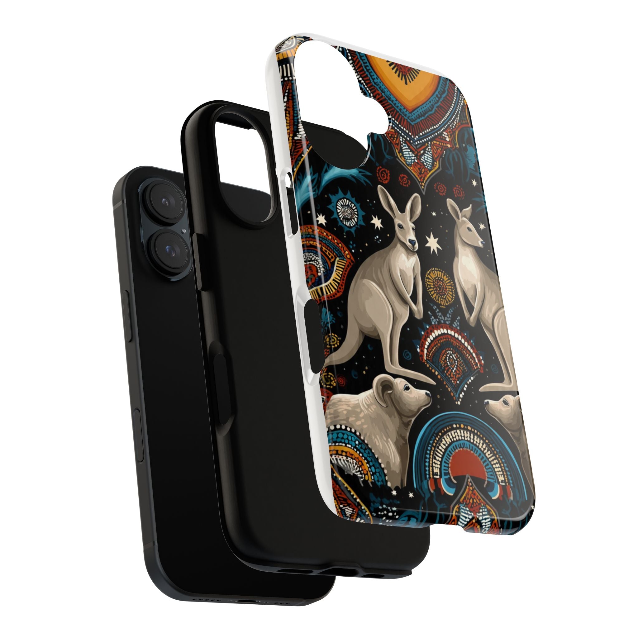 Kangaroo & Boomerang Tough Phone Case — Australian Wildlife Pattern