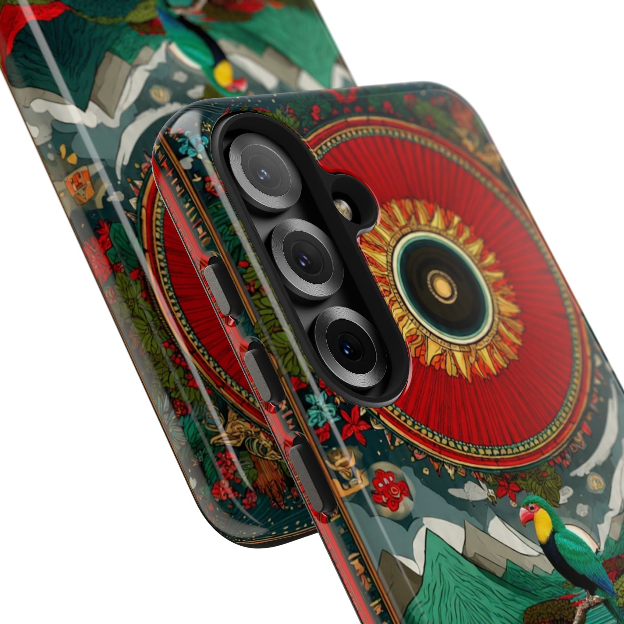 Tough Phone Case — Vibrant Tropical Mountain Bird Design