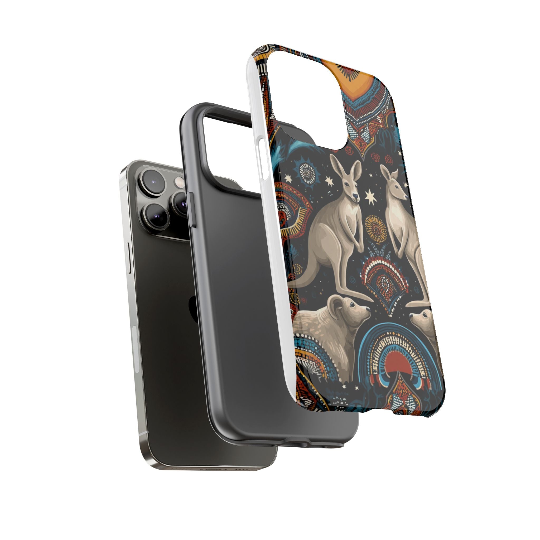 Kangaroo & Boomerang Tough Phone Case — Australian Wildlife Pattern