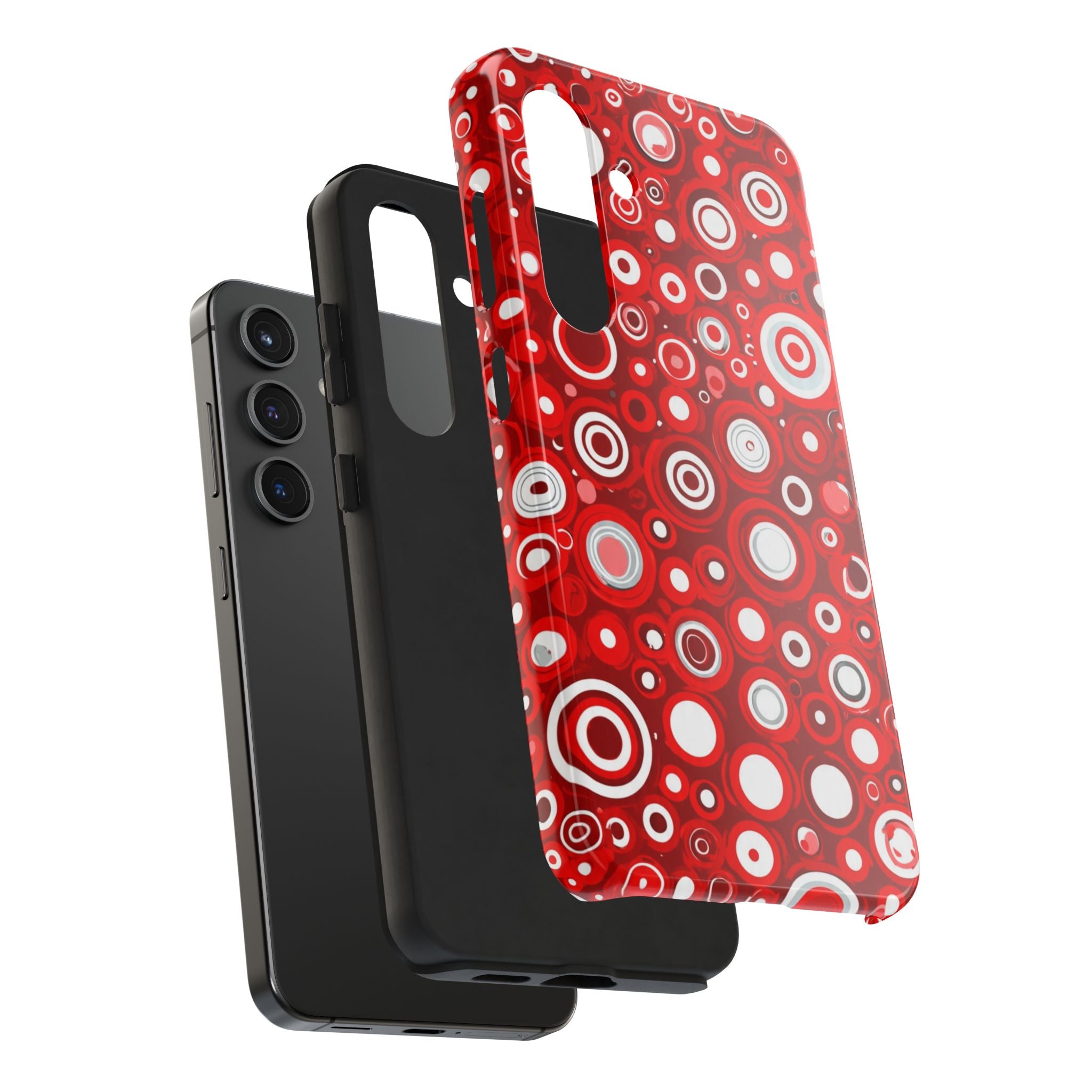 Red Retro Circles Tough Phone Case — Durable Shockproof Protective Cover