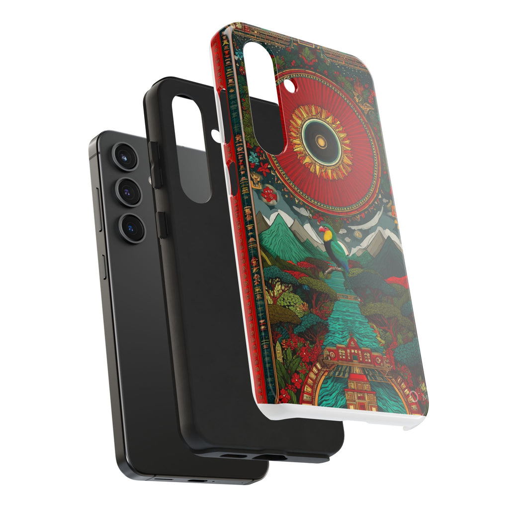 Tough Phone Case — Vibrant Tropical Mountain Bird Design