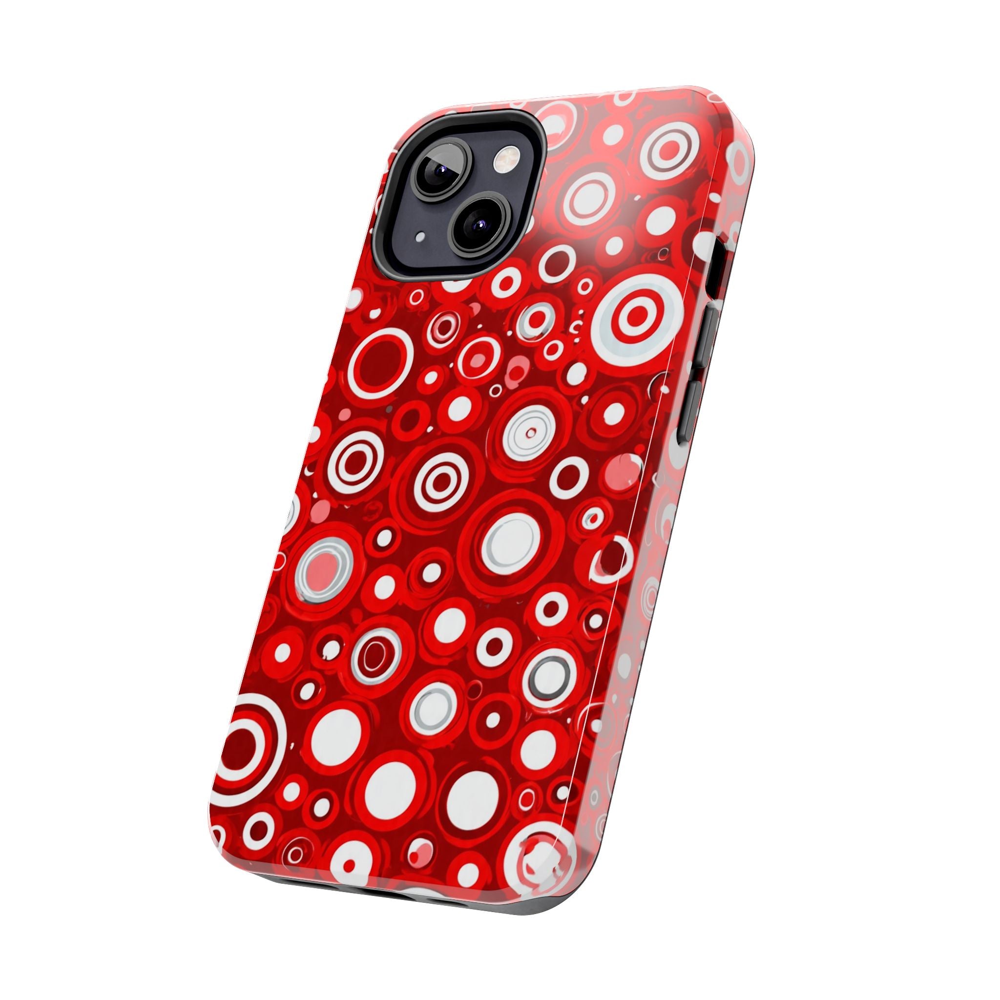 Red Retro Circles Tough Phone Case — Durable Shockproof Protective Cover