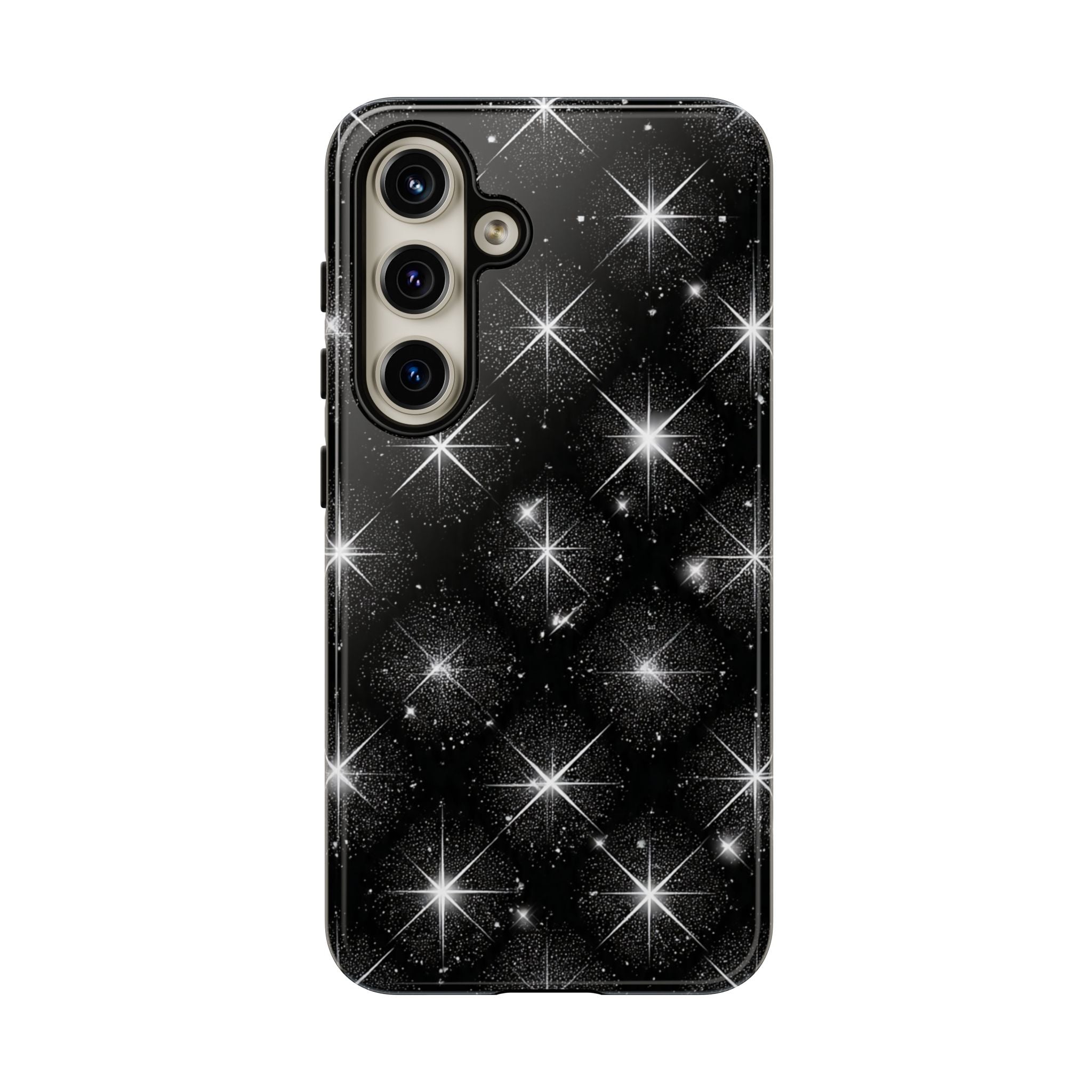 Galaxy Sparkle Tough Phone Case — Black Starfield Protective Cover