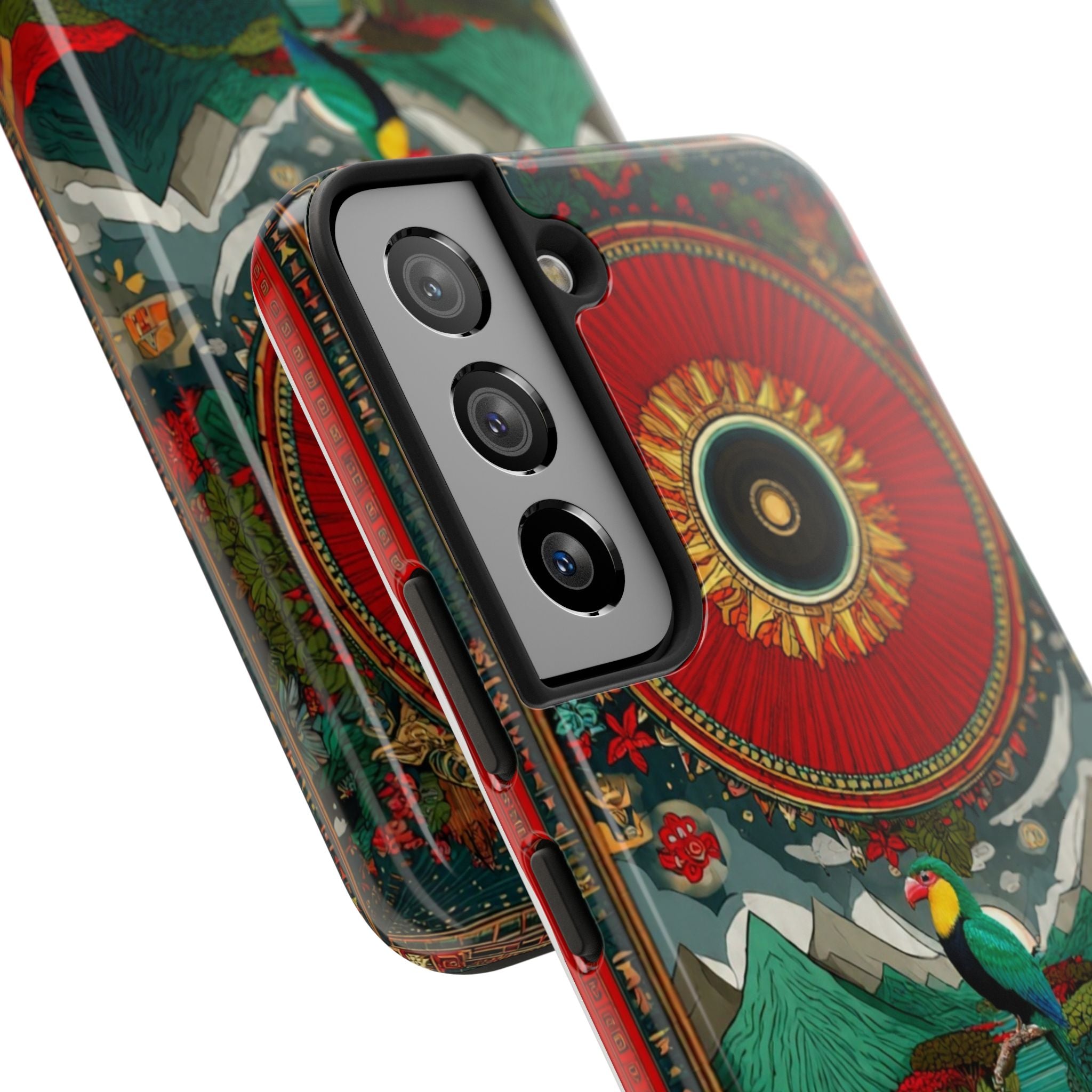 Tough Phone Case — Vibrant Tropical Mountain Bird Design