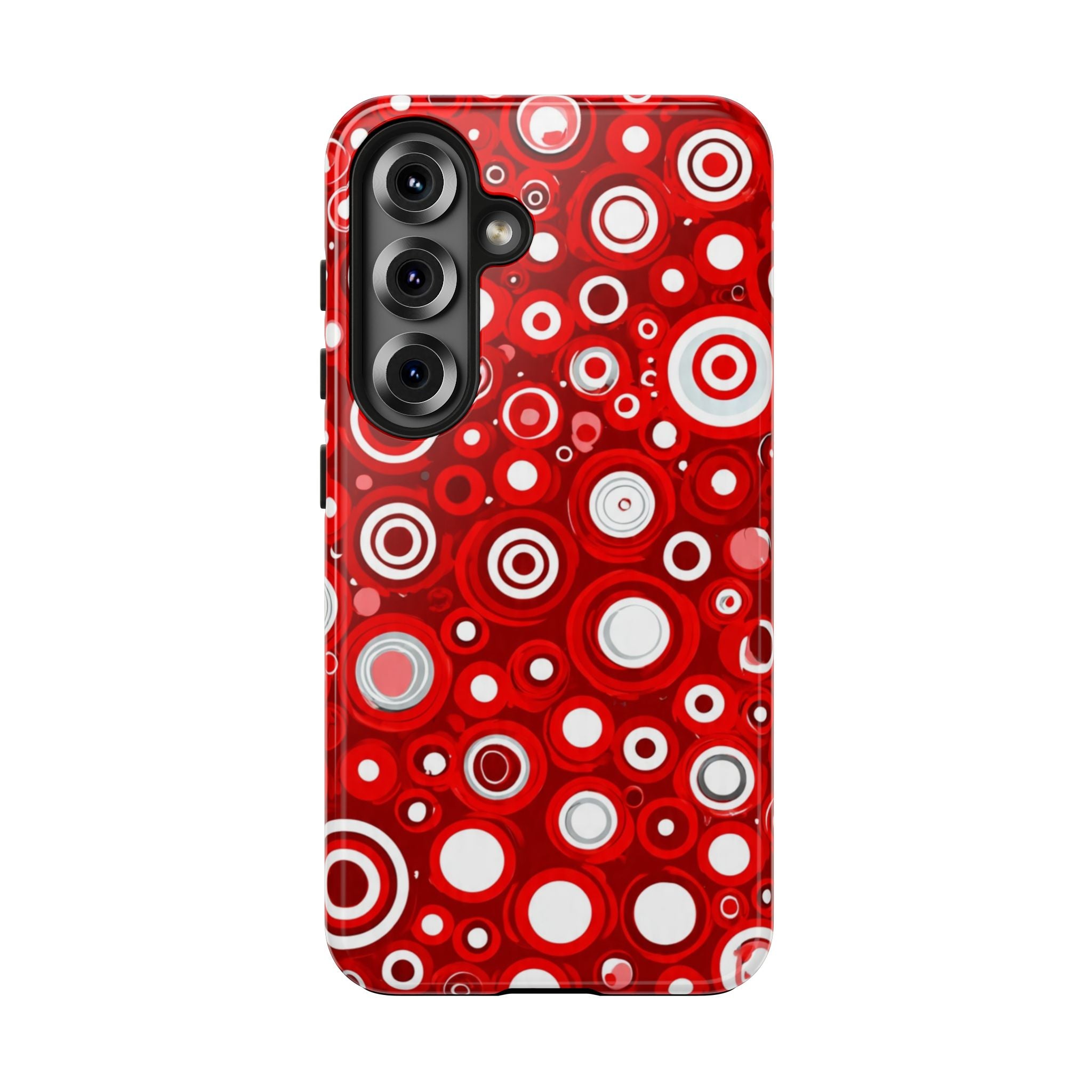 Red Retro Circles Tough Phone Case — Durable Shockproof Protective Cover