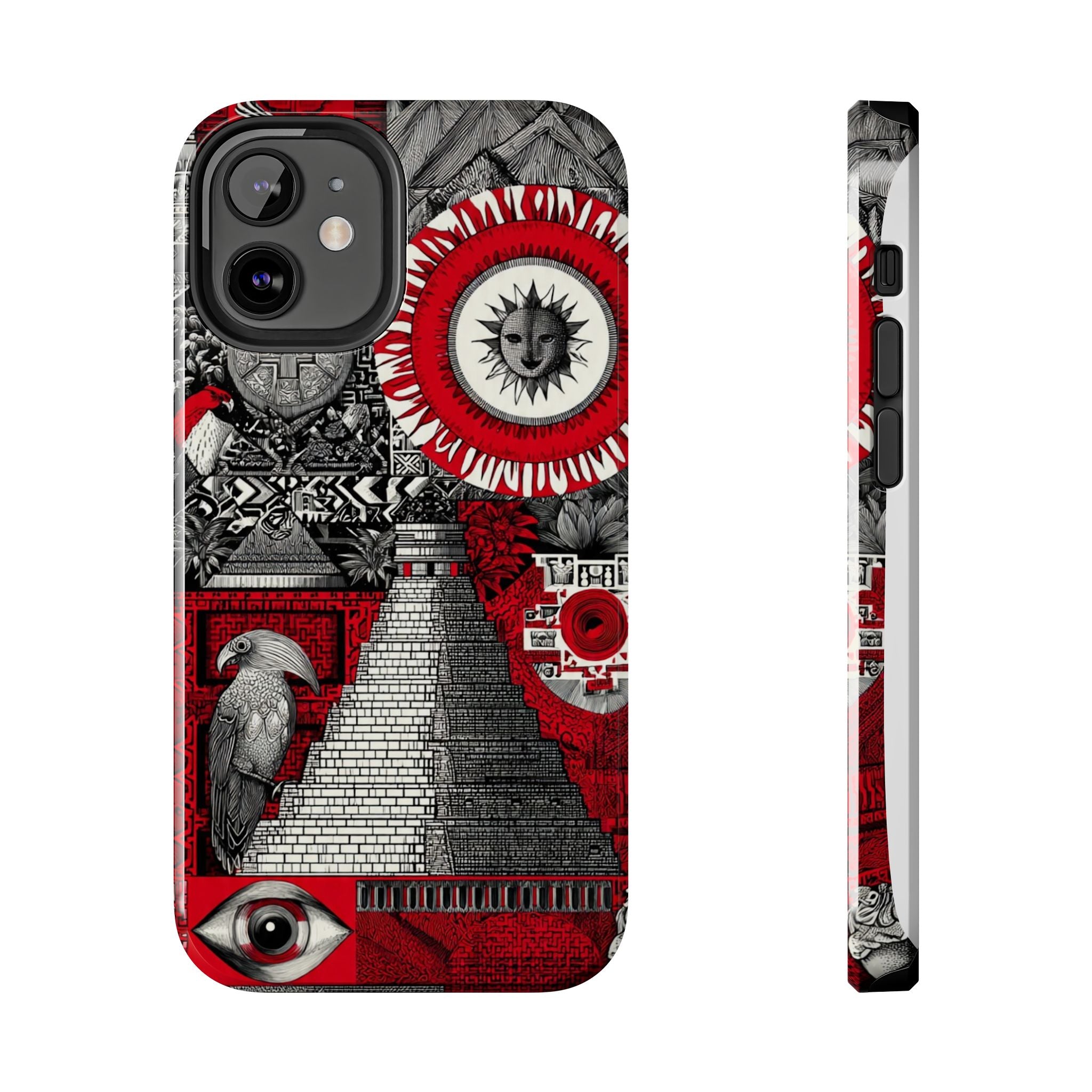 Tough Phone Case — Red Inca Pyramid Collage (Sun & Raven)