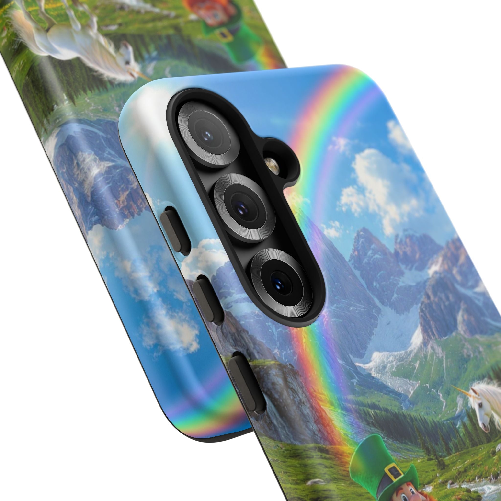 Lucky Leprechaun & Unicorn Phone Case — Rainbow Pot of Gold Protective Cover