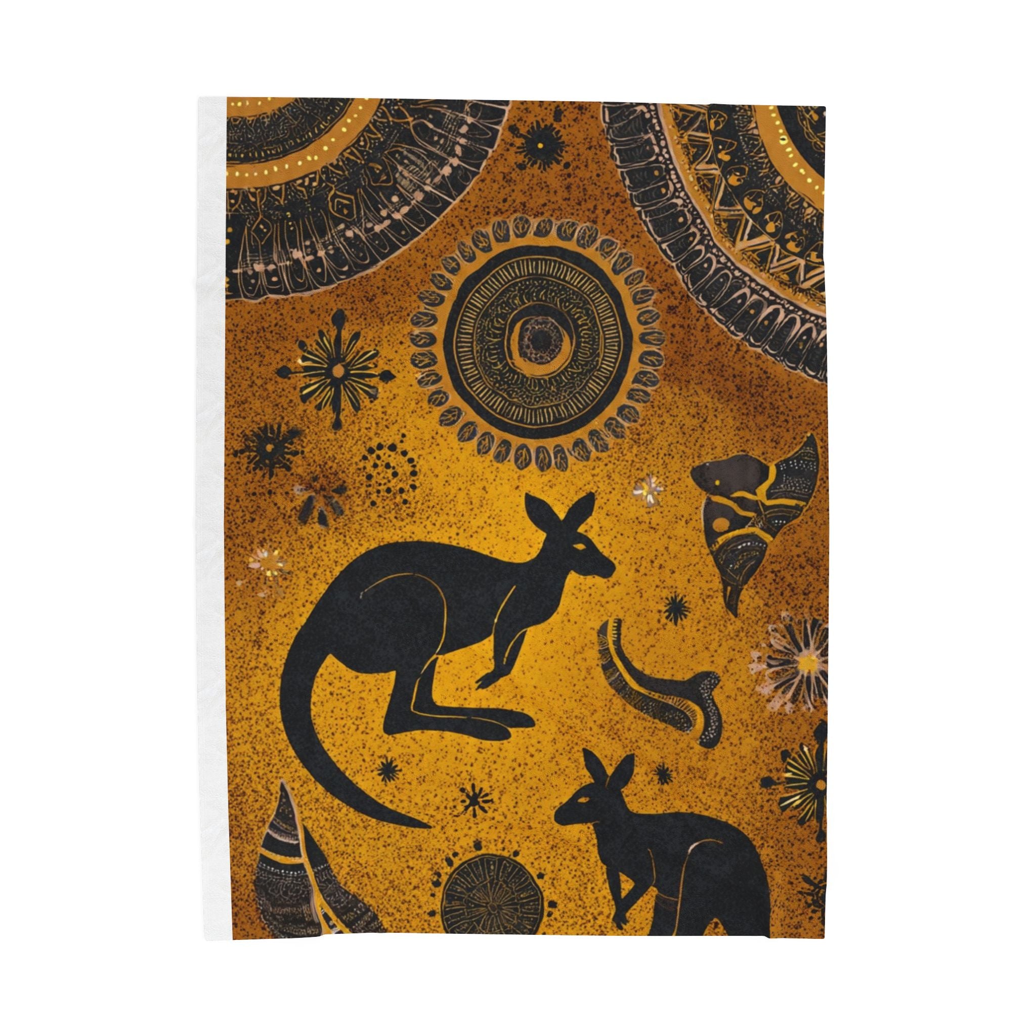 Bohemian Kangaroo Velveteen Plush Blanket — Warm Aussie-Inspired Throw