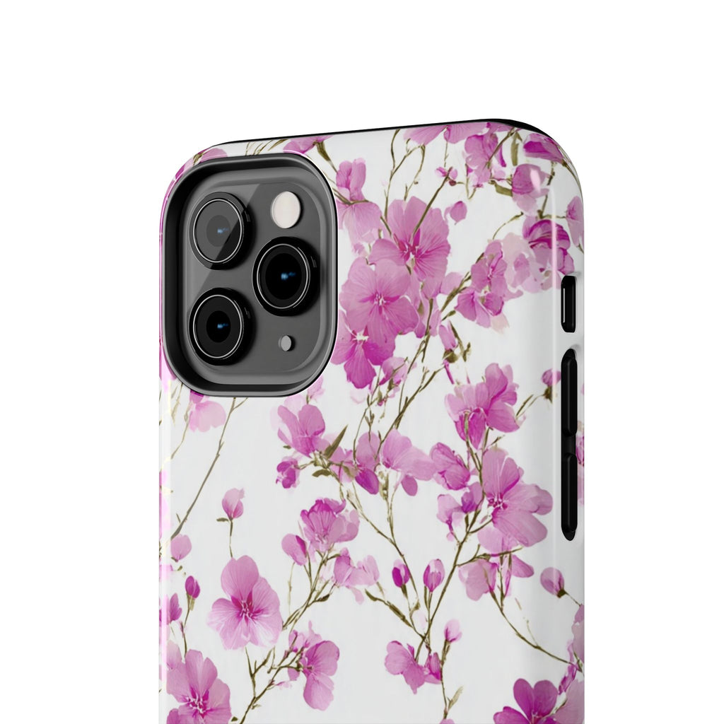 Floral Pink Blossoms Tough Phone Case — Durable Protective Phone Cover with Watercolor Cherry Blossom Design
