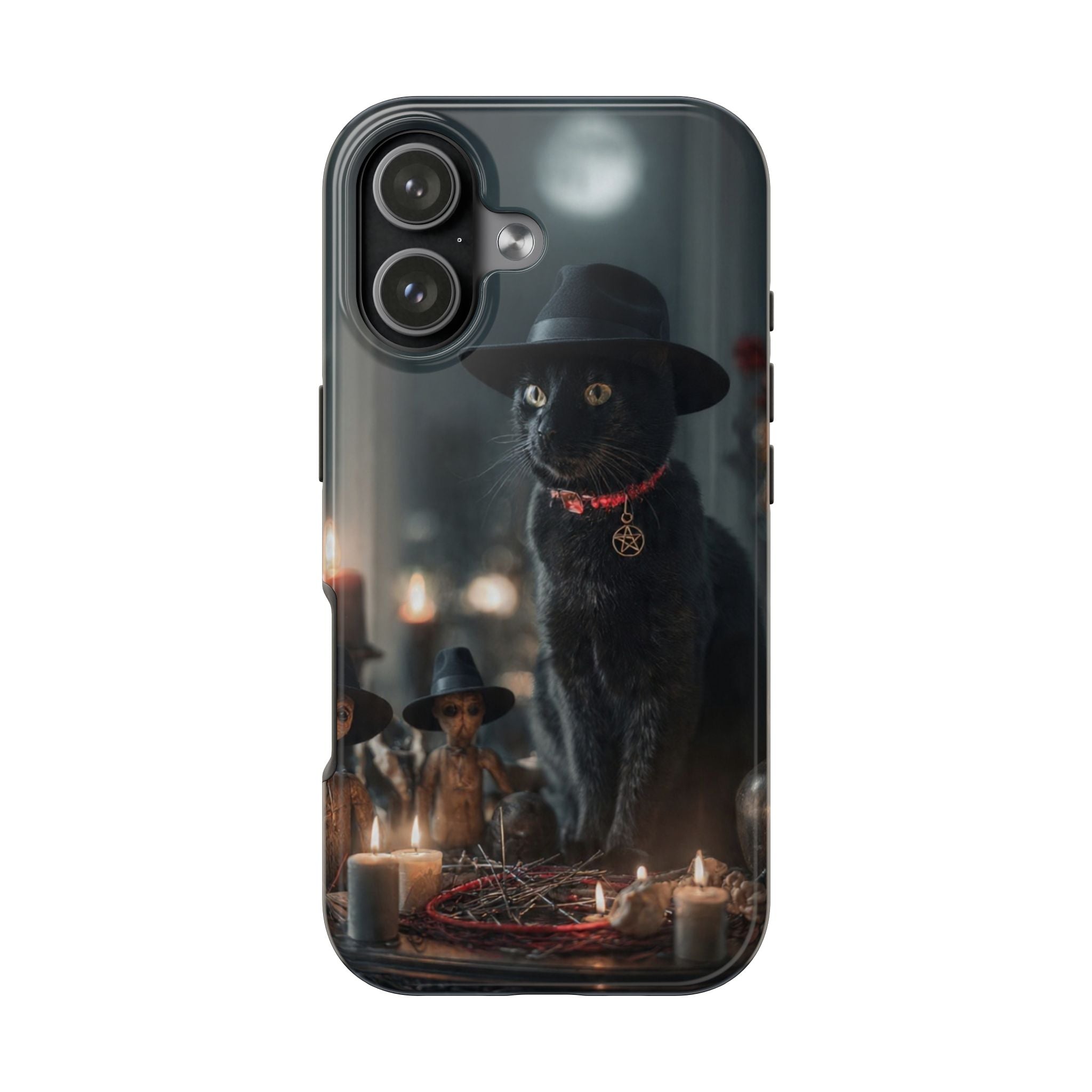 Witch Cat Tough Phone Case — Black Cat with Pentagram Altar Protective iPhone Case