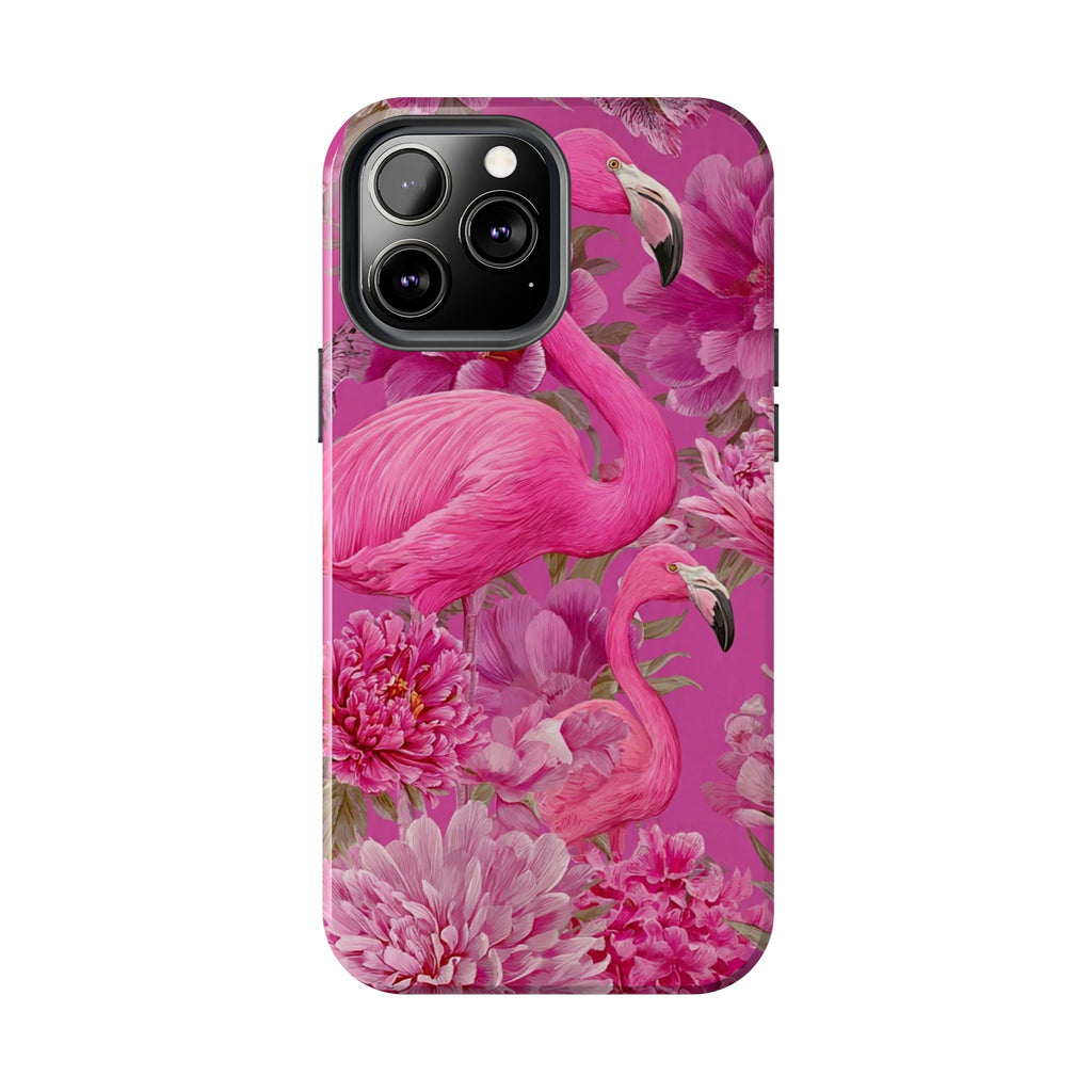 Pink Flamingo Floral Tough Phone Case — Protective iPhone Cover