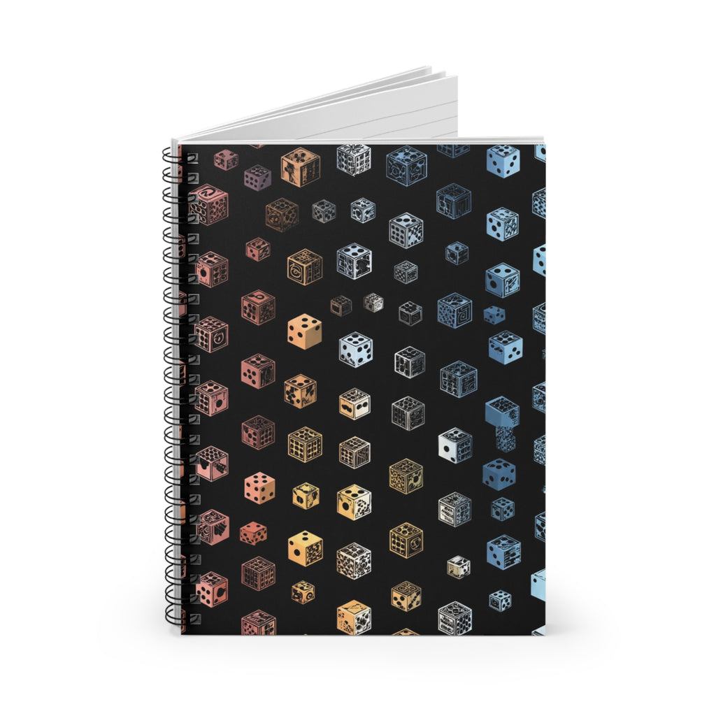 Galaxy Dice Pattern Spiral Notebook — Ruled Line Journal for Gamers & Creatives