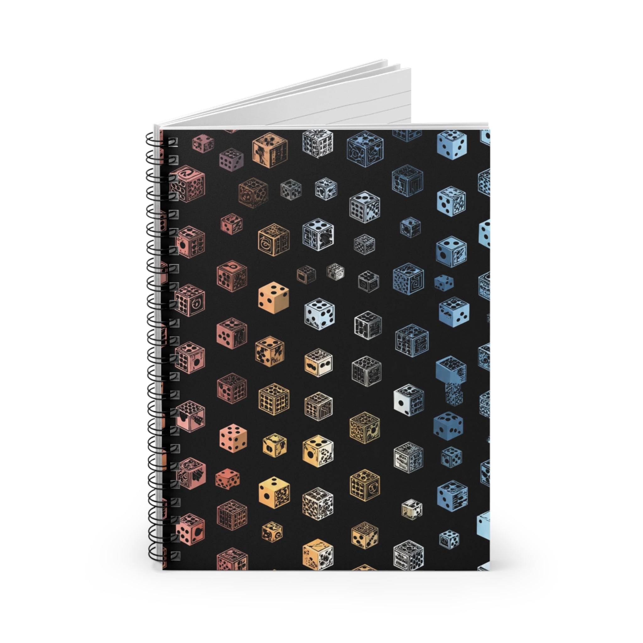 Galaxy Dice Pattern Spiral Notebook — Ruled Line Journal for Gamers & Creatives