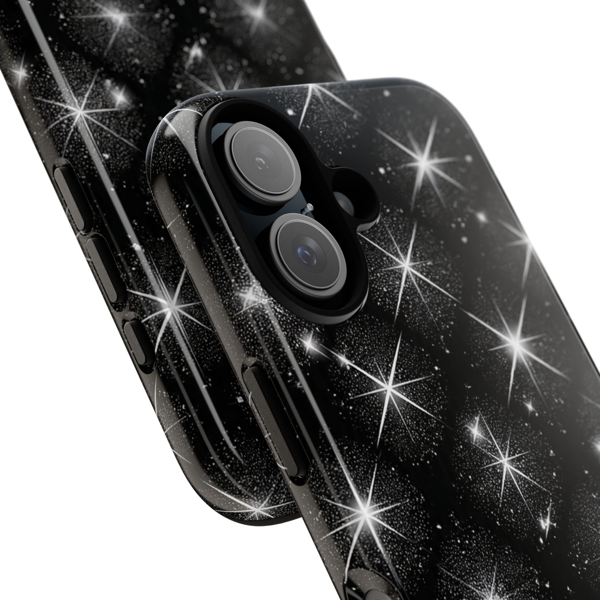 Galaxy Sparkle Tough Phone Case — Black Starfield Protective Cover