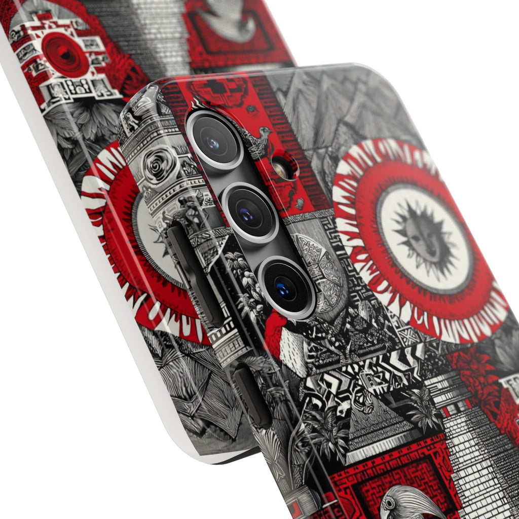 Tough Phone Case — Red Inca Pyramid Collage (Sun & Raven)