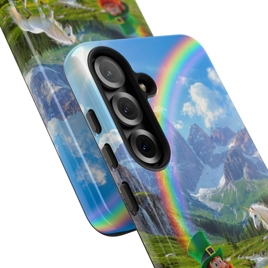 Lucky Leprechaun & Unicorn Phone Case — Rainbow Pot of Gold Protective Cover