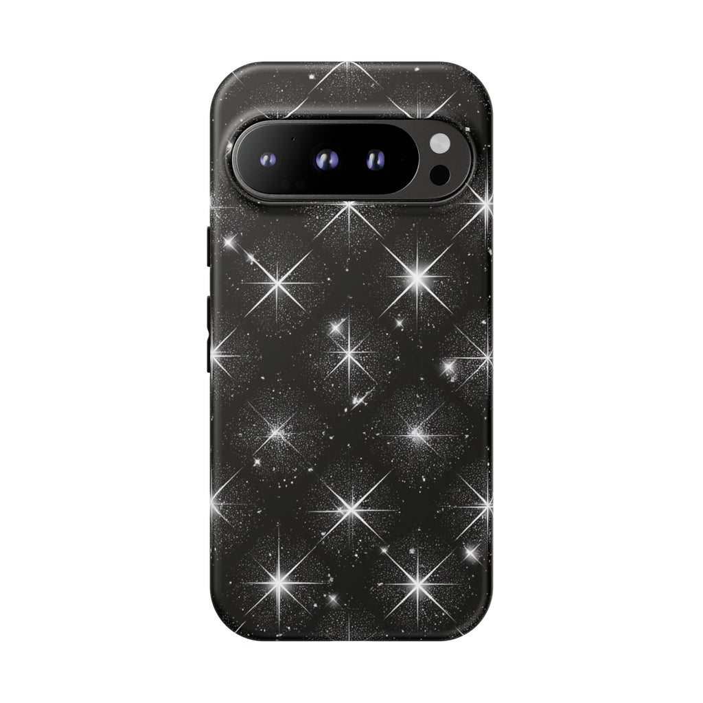 Galaxy Sparkle Tough Phone Case — Black Starfield Protective Cover