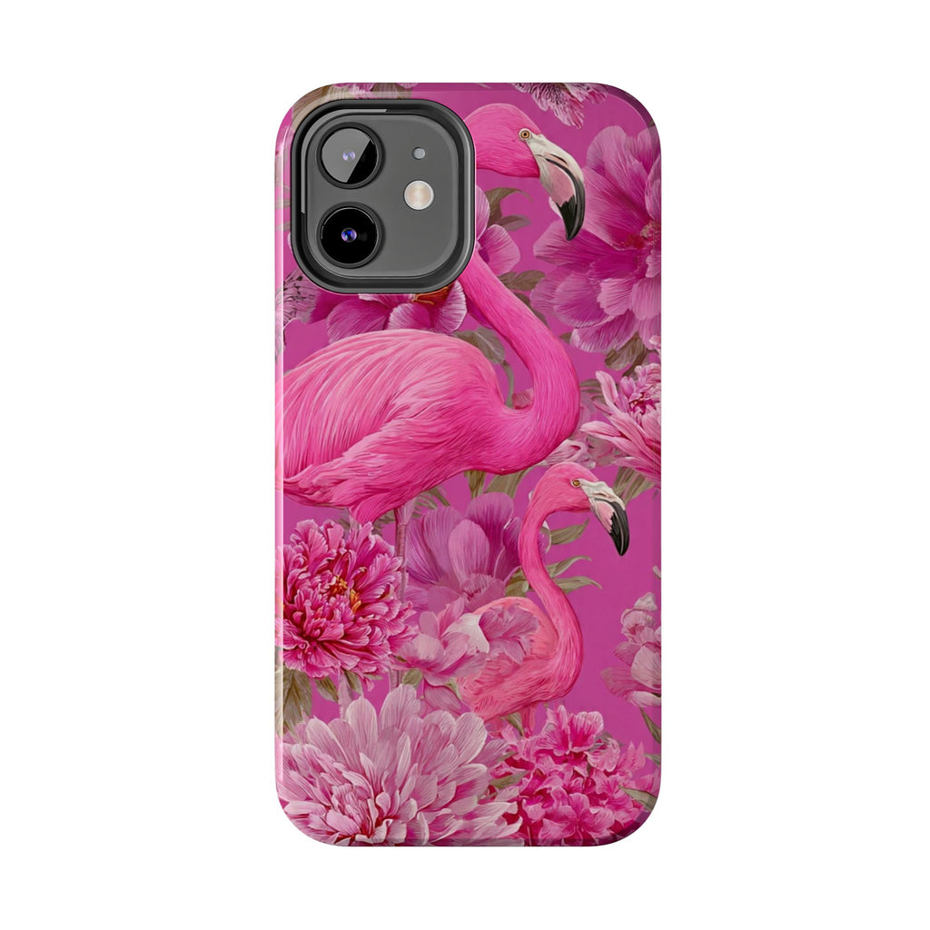 Pink Flamingo Floral Tough Phone Case — Protective iPhone Cover