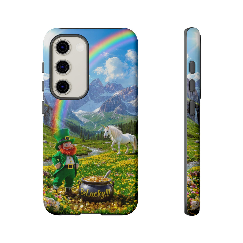 Lucky Leprechaun & Unicorn Phone Case — Rainbow Pot of Gold Protective Cover