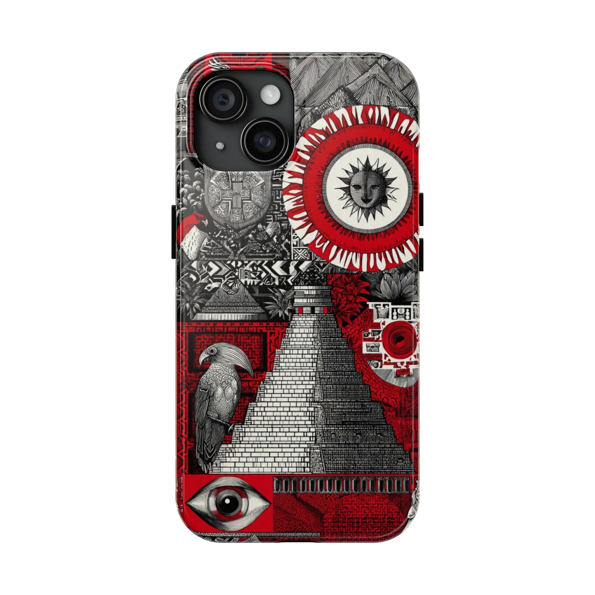 Tough Phone Case — Red Inca Pyramid Collage (Sun & Raven)