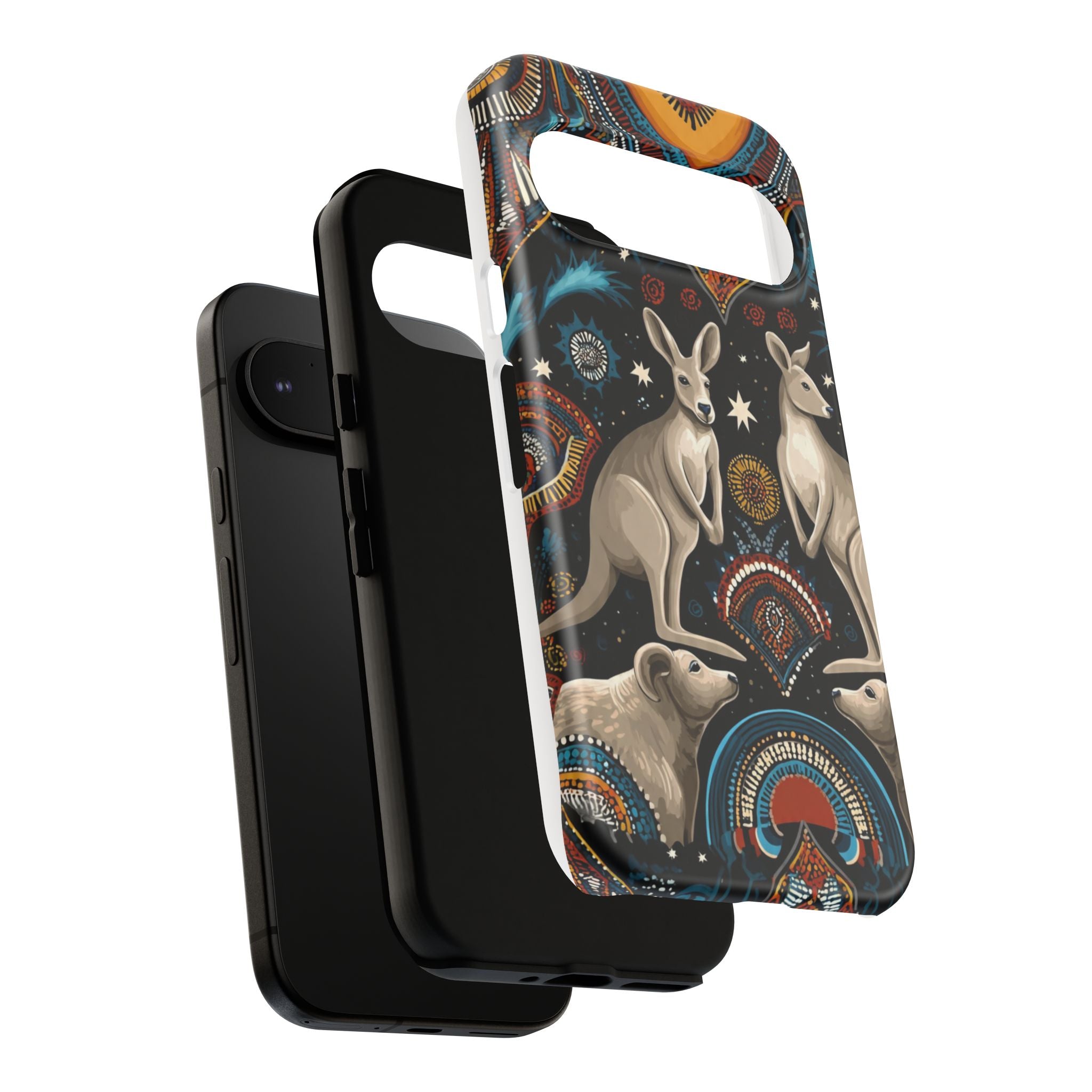 Kangaroo & Boomerang Tough Phone Case — Australian Wildlife Pattern