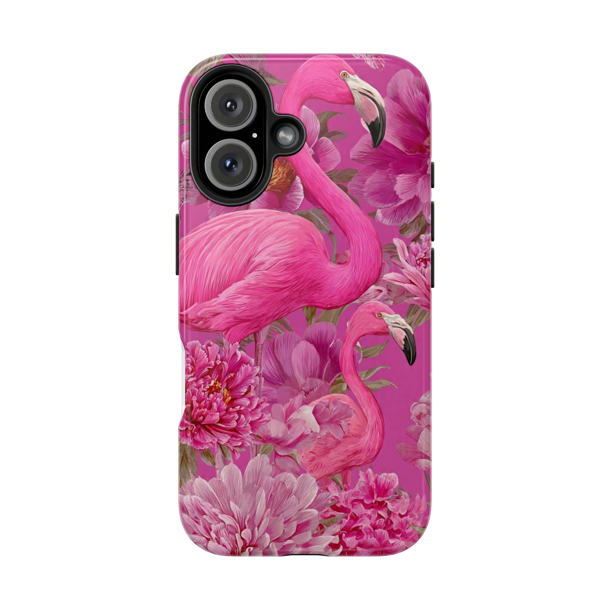 Pink Flamingo Floral Tough Phone Case — Protective iPhone Cover