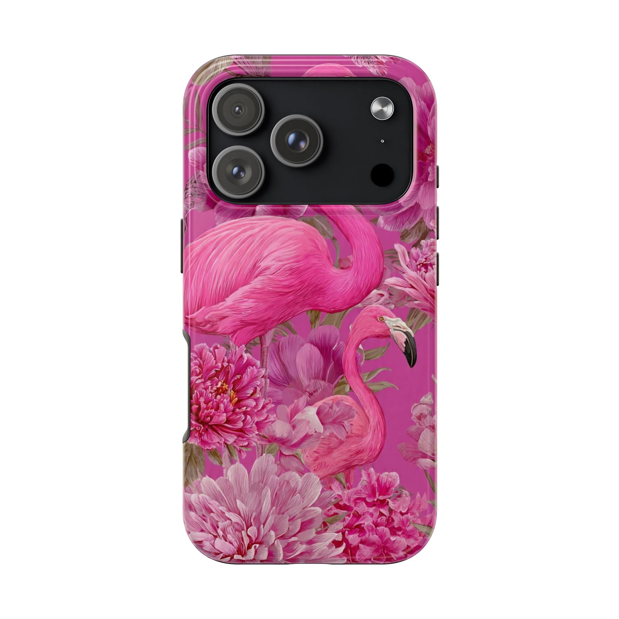 Pink Flamingo Floral Tough Phone Case — Protective iPhone Cover