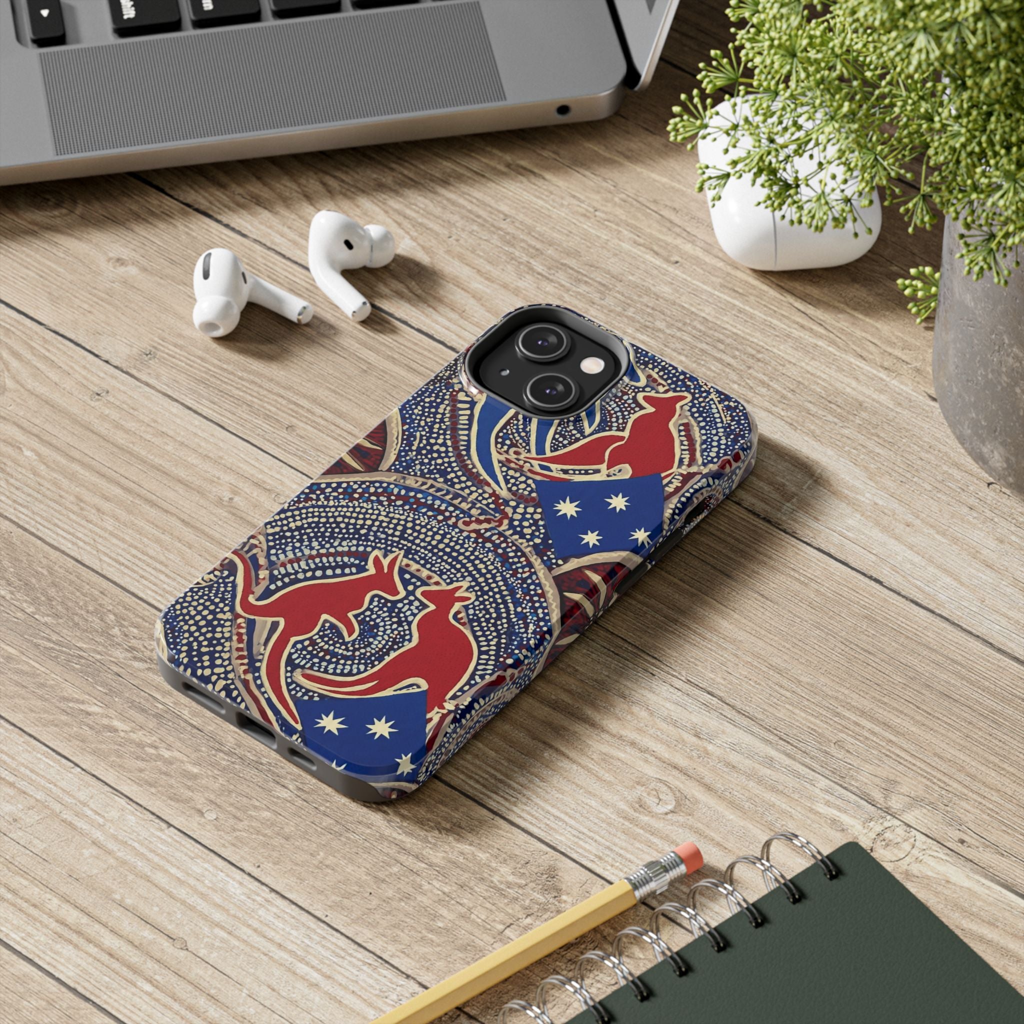 Australian Aboriginal Style Kangaroo Tough Phone Case — Patriotic Dot Art Phone Cover