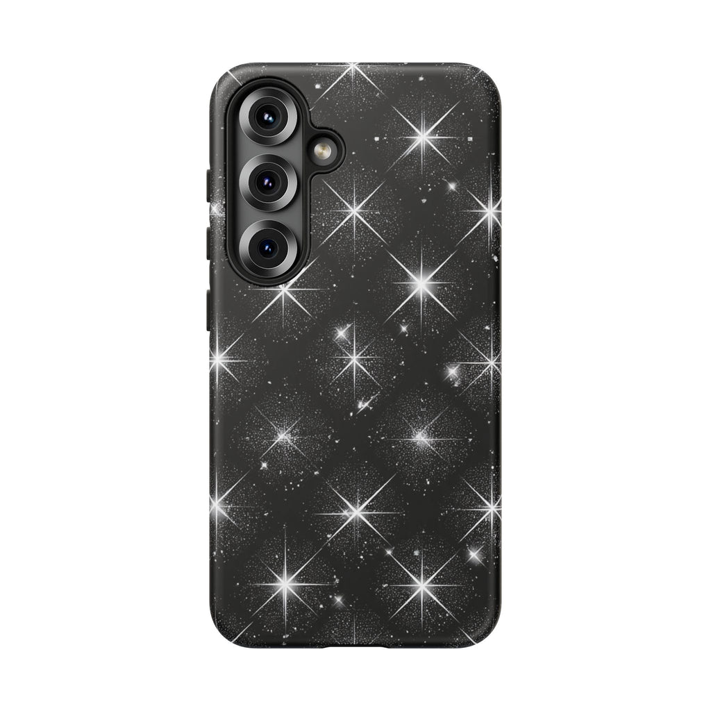 Galaxy Sparkle Tough Phone Case — Black Starfield Protective Cover