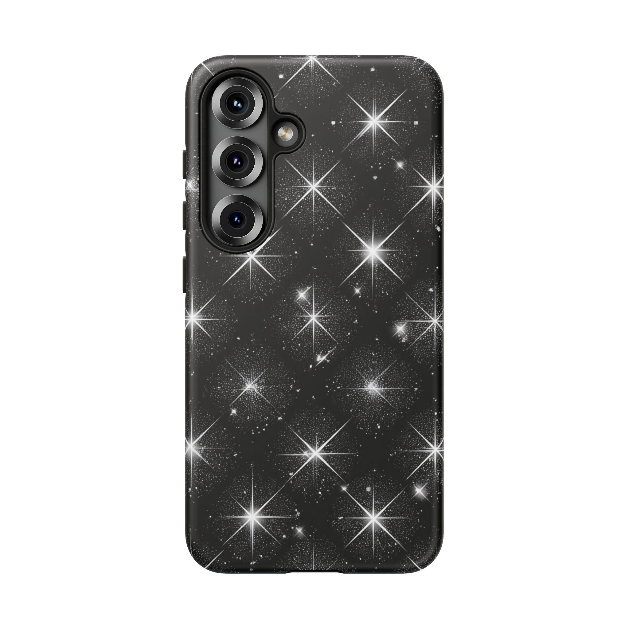 Galaxy Sparkle Tough Phone Case — Black Starfield Protective Cover
