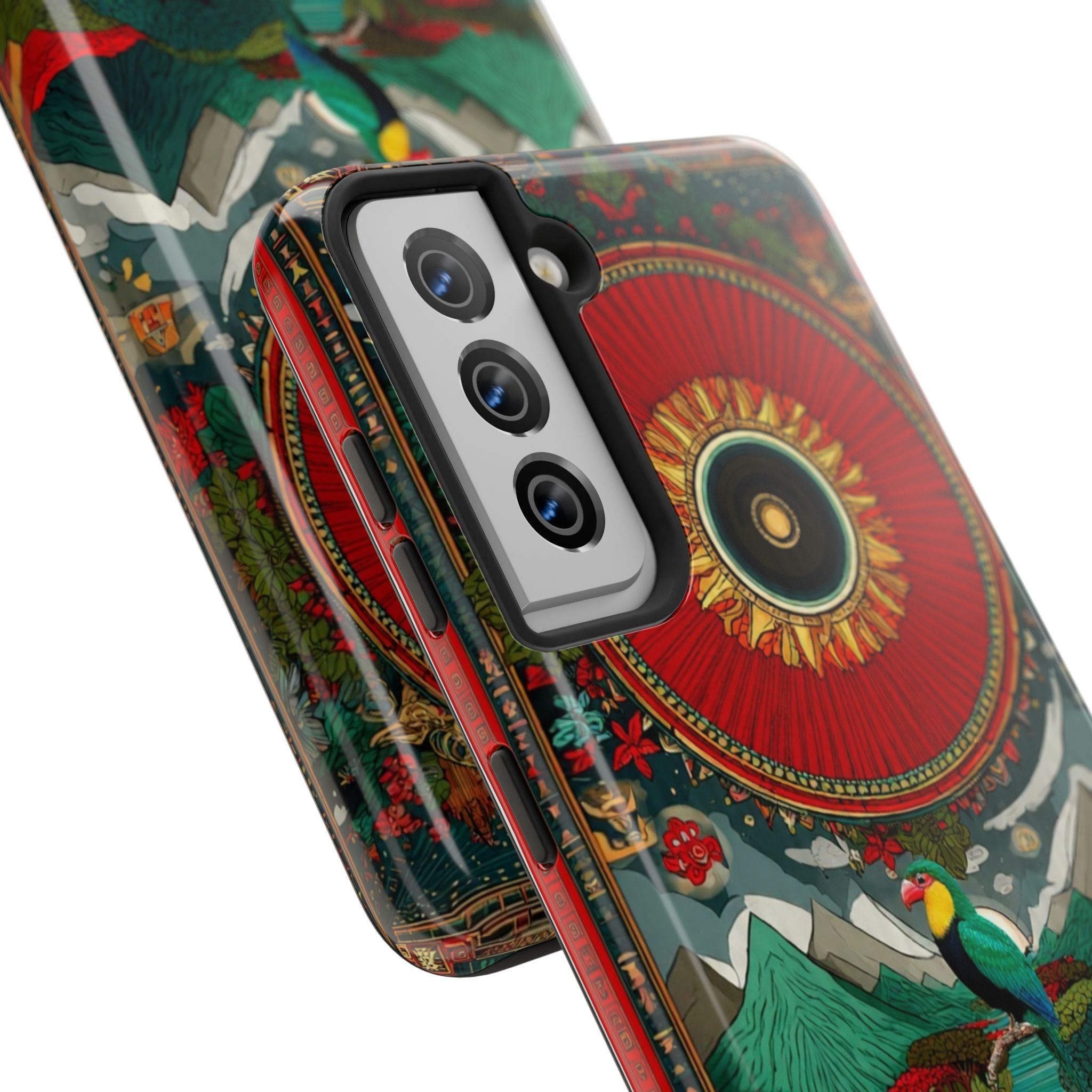 Tough Phone Case — Vibrant Tropical Mountain Bird Design