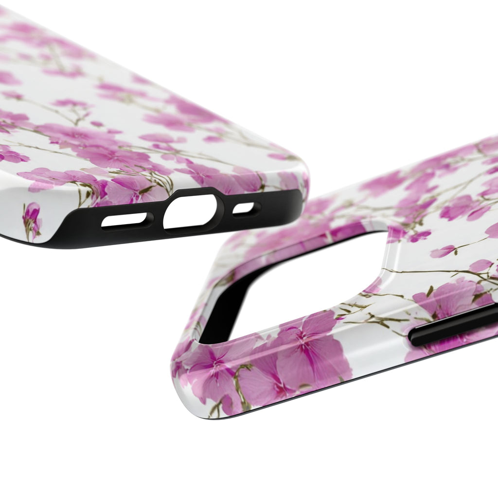 Floral Pink Blossoms Tough Phone Case — Durable Protective Phone Cover with Watercolor Cherry Blossom Design