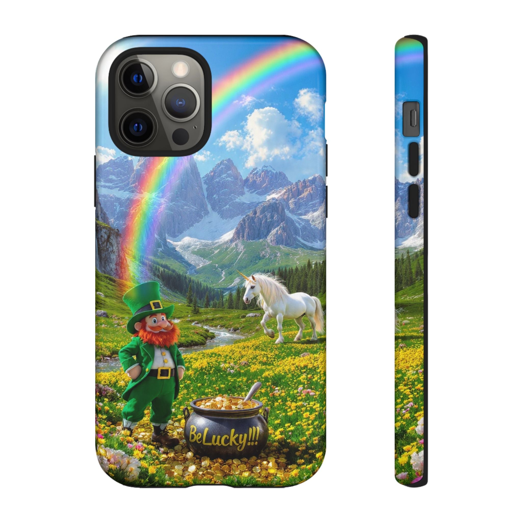 Lucky Leprechaun & Unicorn Phone Case — Rainbow Pot of Gold Protective Cover