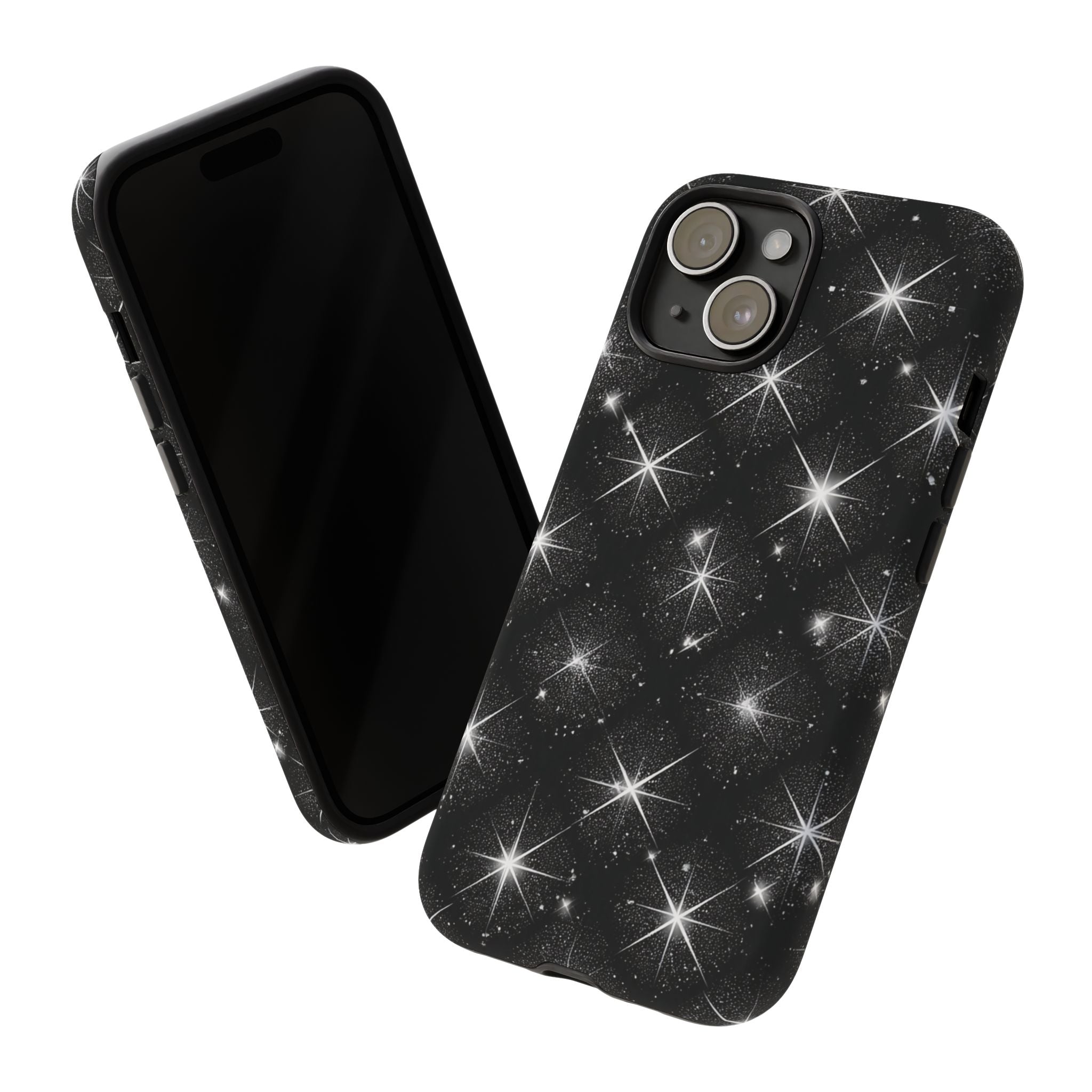 Galaxy Sparkle Tough Phone Case — Black Starfield Protective Cover