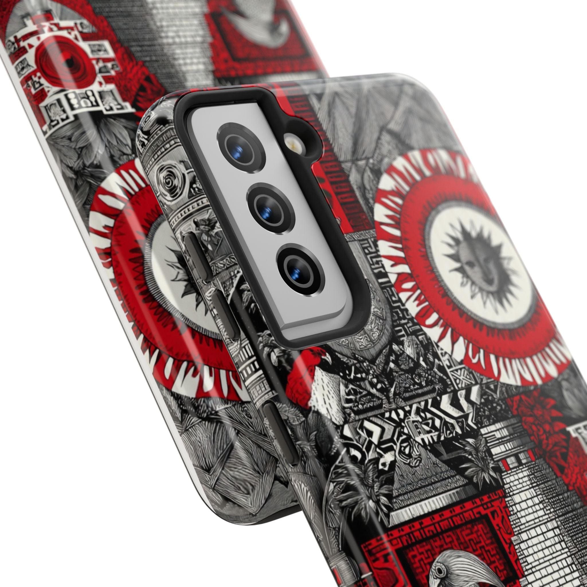 Tough Phone Case — Red Inca Pyramid Collage (Sun & Raven)