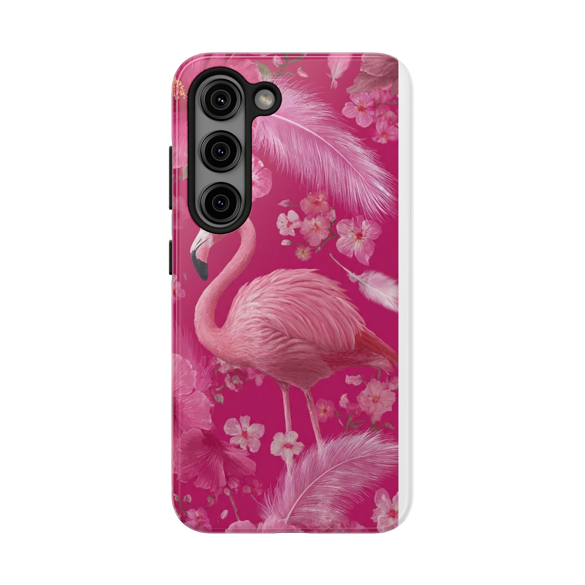 Flamingo Floral Tough Phone Case — Pink Tropical Feather Design