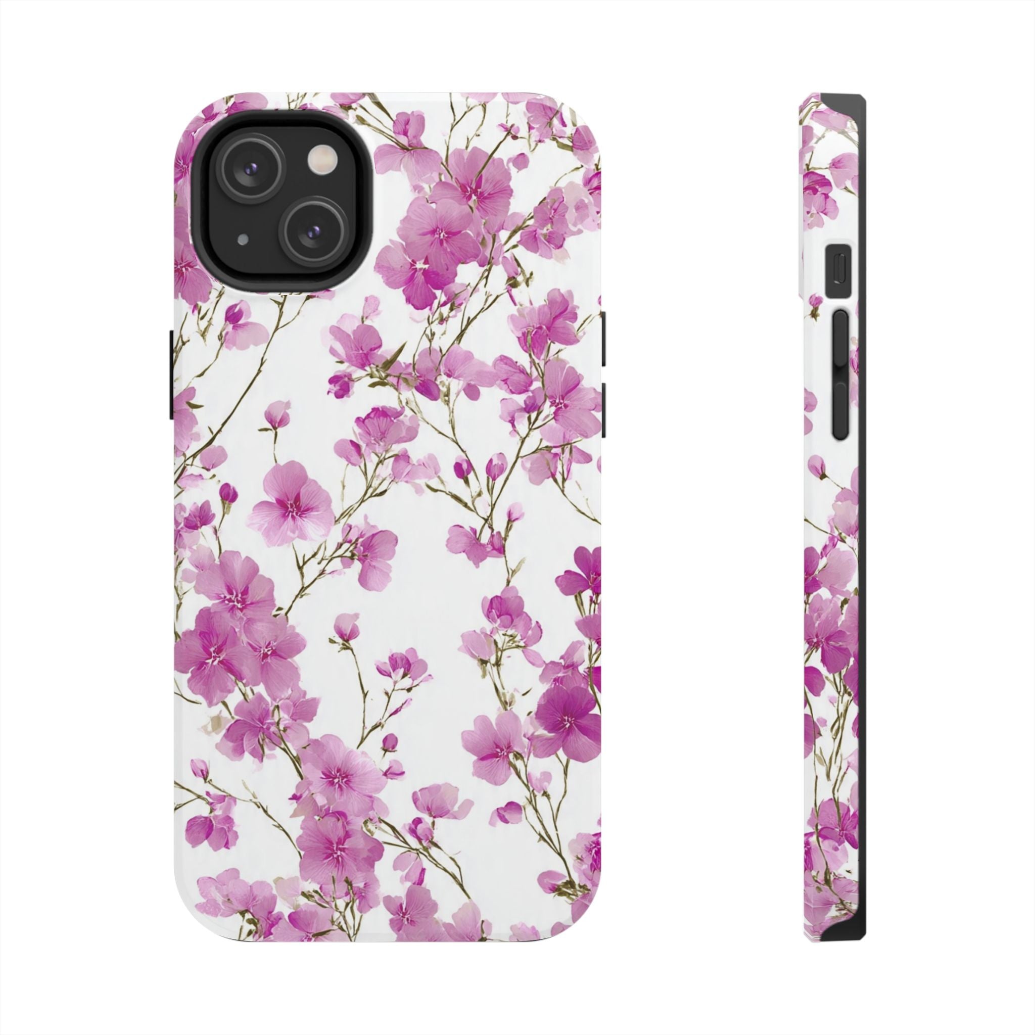 Floral Pink Blossoms Tough Phone Case — Durable Protective Phone Cover with Watercolor Cherry Blossom Design
