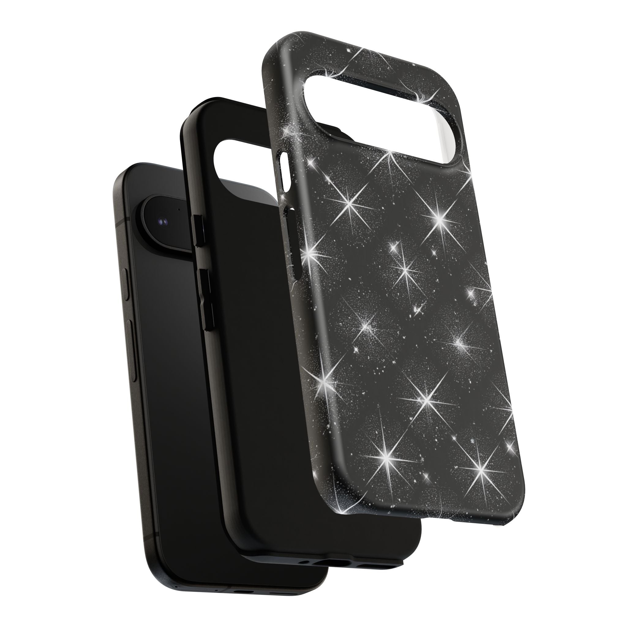 Galaxy Sparkle Tough Phone Case — Black Starfield Protective Cover
