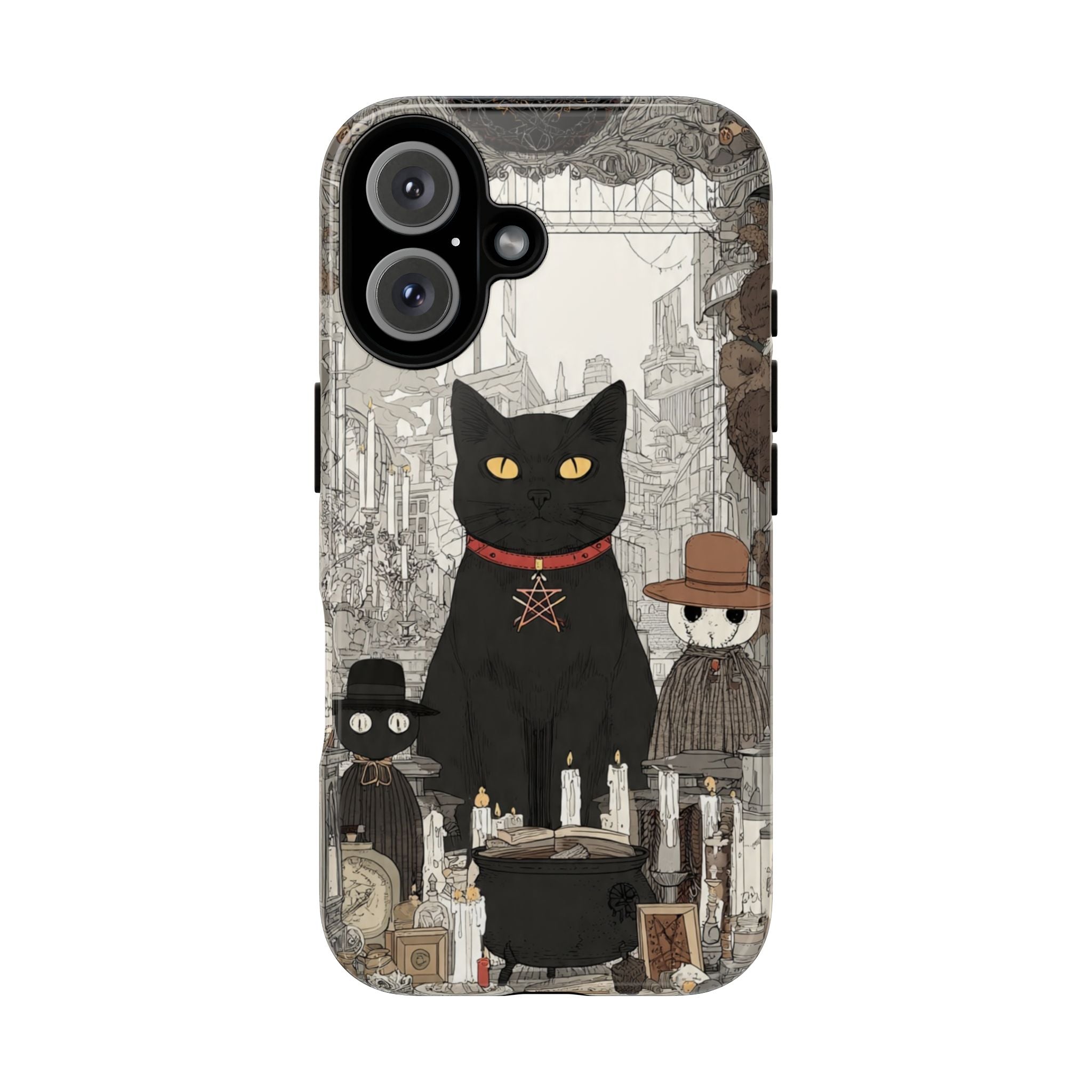 Witchy Black Cat Phone Case – Vintage Occult Tarot Design