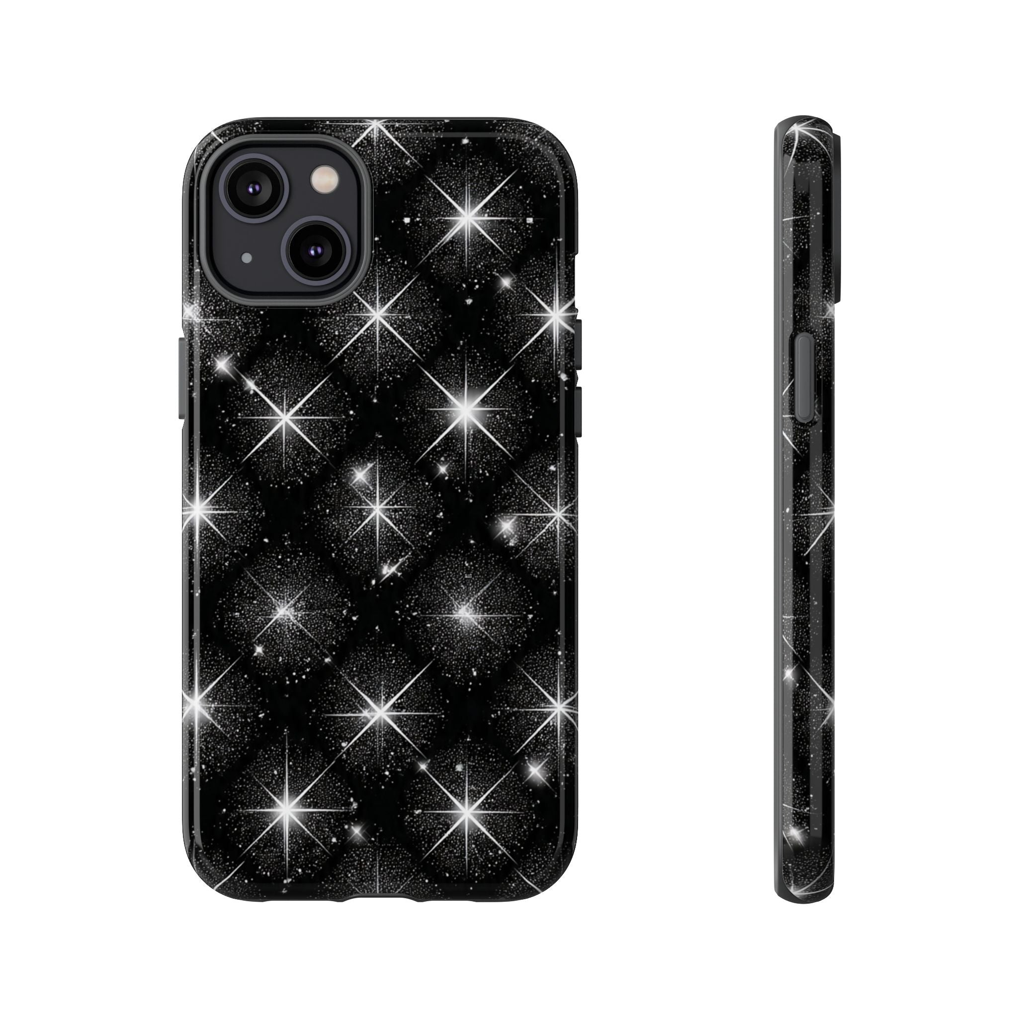 Galaxy Sparkle Tough Phone Case — Black Starfield Protective Cover
