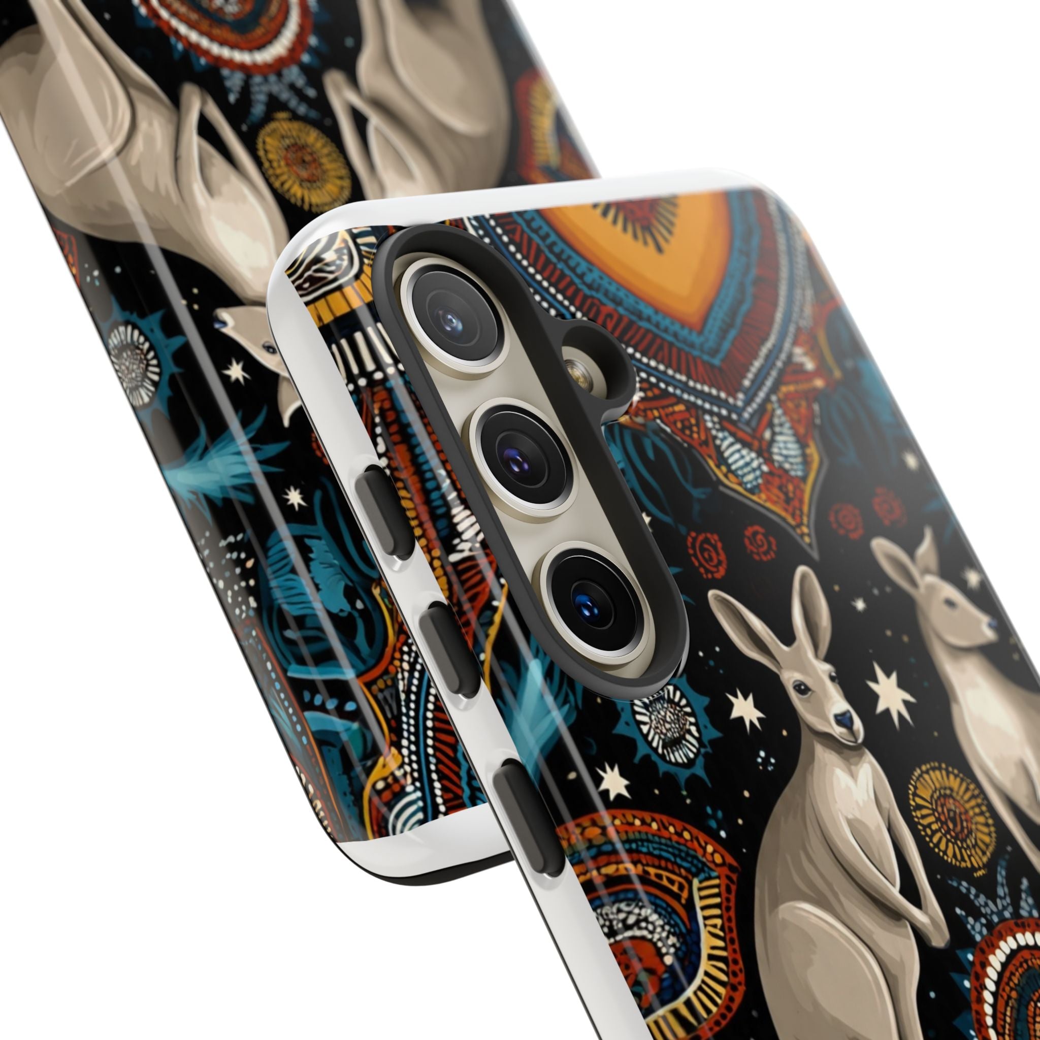 Kangaroo & Boomerang Tough Phone Case — Australian Wildlife Pattern