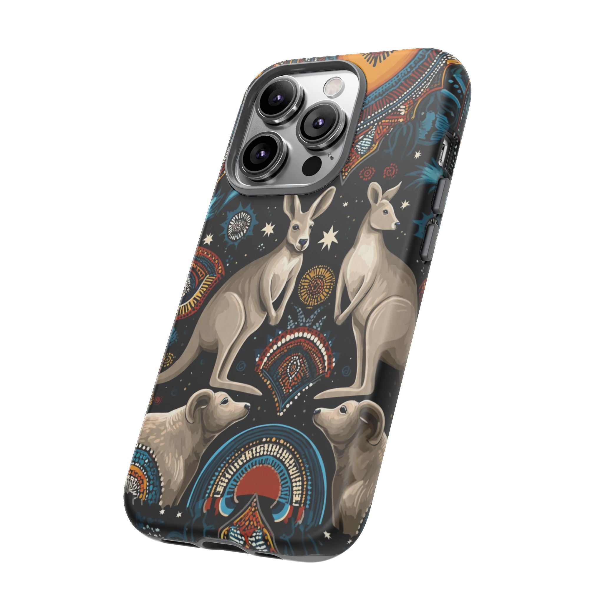 Kangaroo & Boomerang Tough Phone Case — Australian Wildlife Pattern