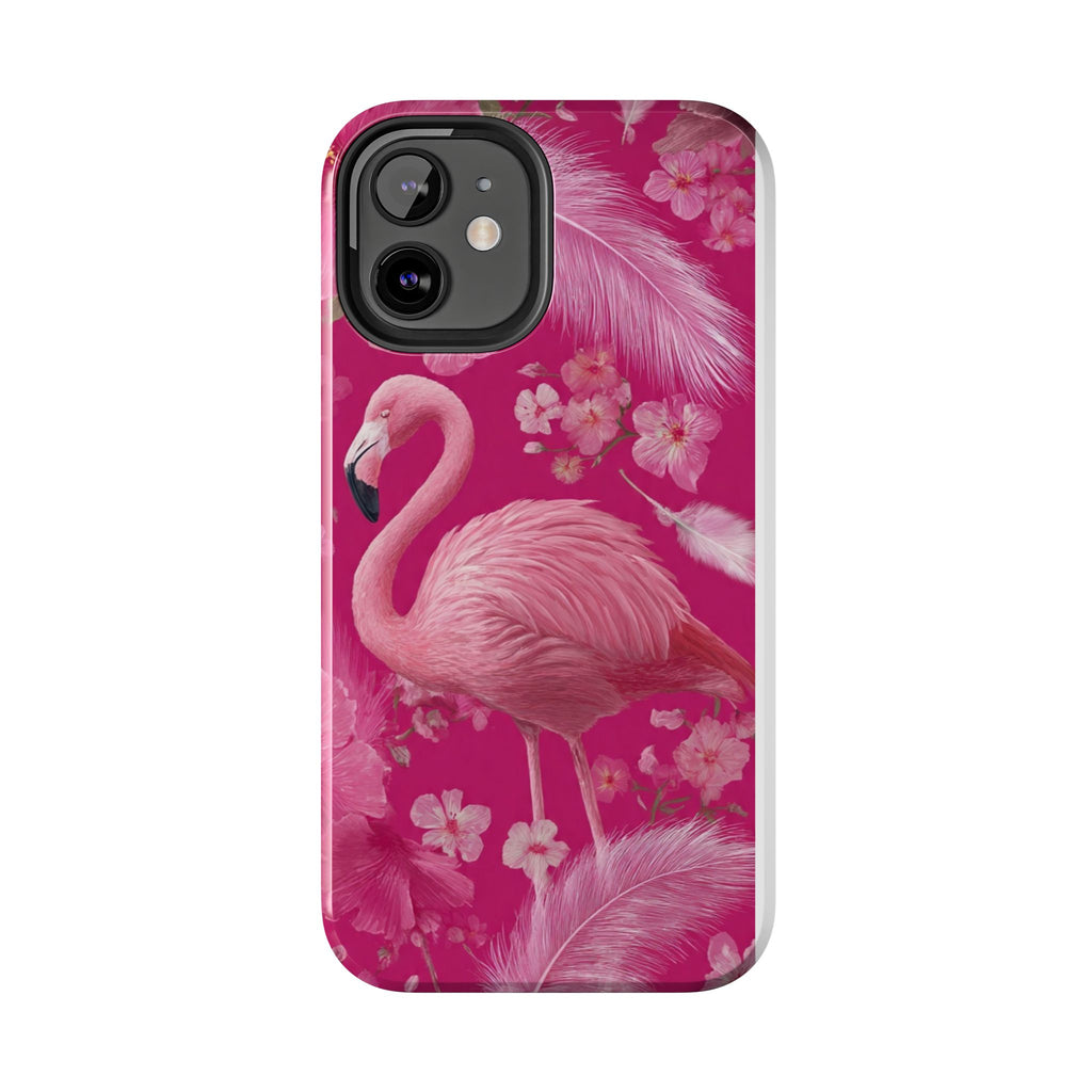 Flamingo Floral Tough Phone Case — Pink Tropical Feather Design