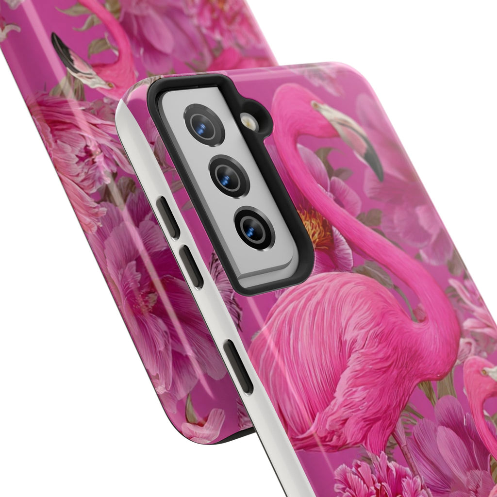 Pink Flamingo Floral Tough Phone Case — Protective iPhone Cover