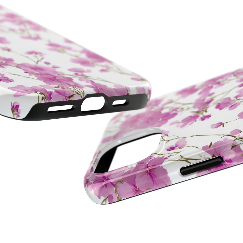 Floral Pink Blossoms Tough Phone Case — Durable Protective Phone Cover with Watercolor Cherry Blossom Design