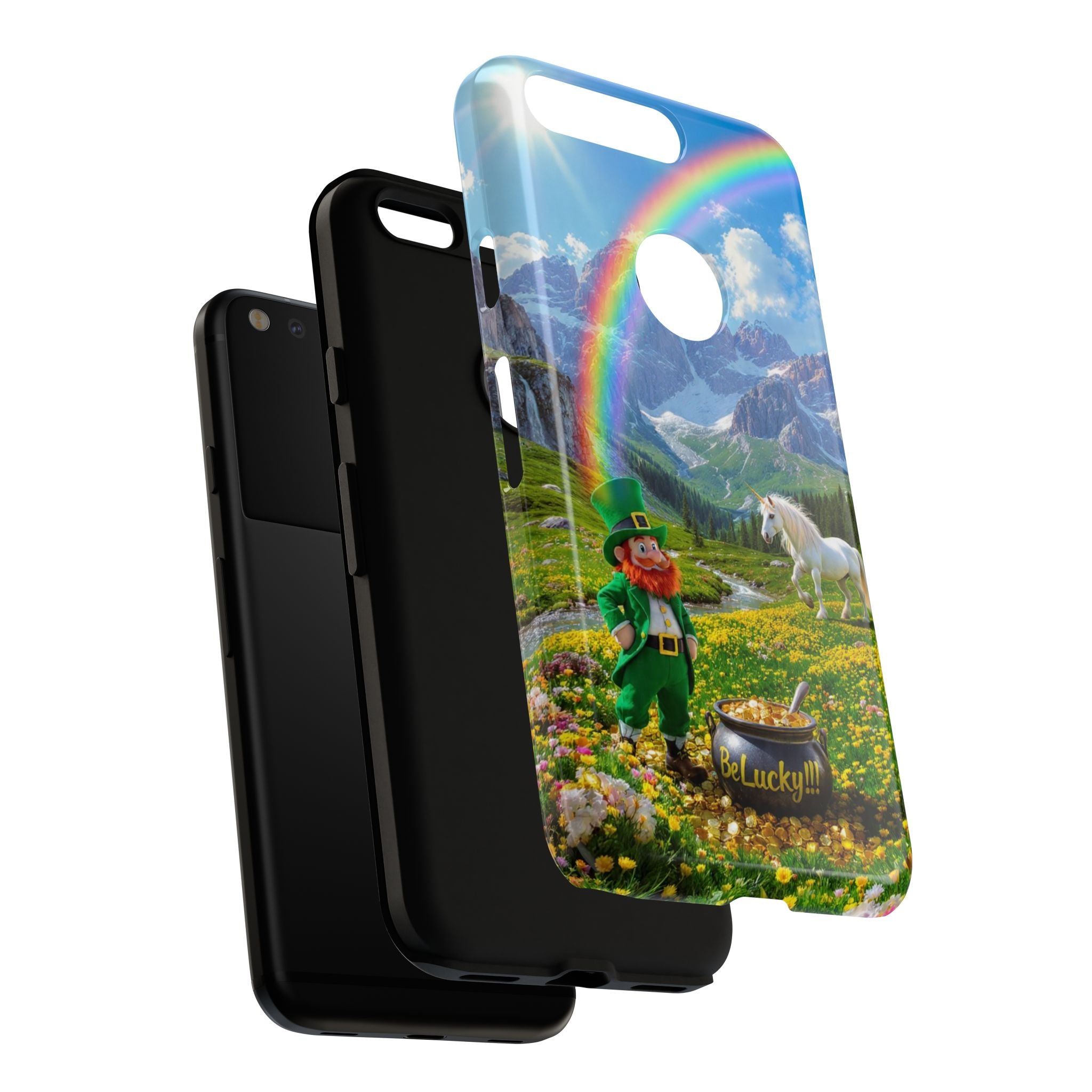 Lucky Leprechaun & Unicorn Phone Case — Rainbow Pot of Gold Protective Cover