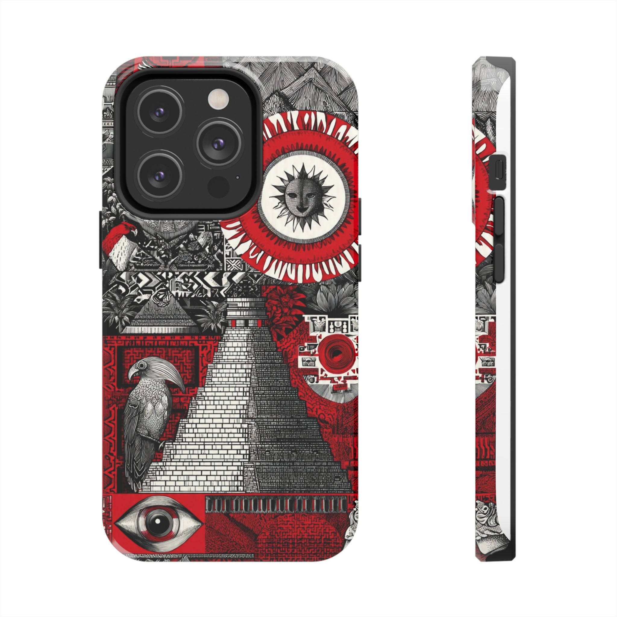 Tough Phone Case — Red Inca Pyramid Collage (Sun & Raven)